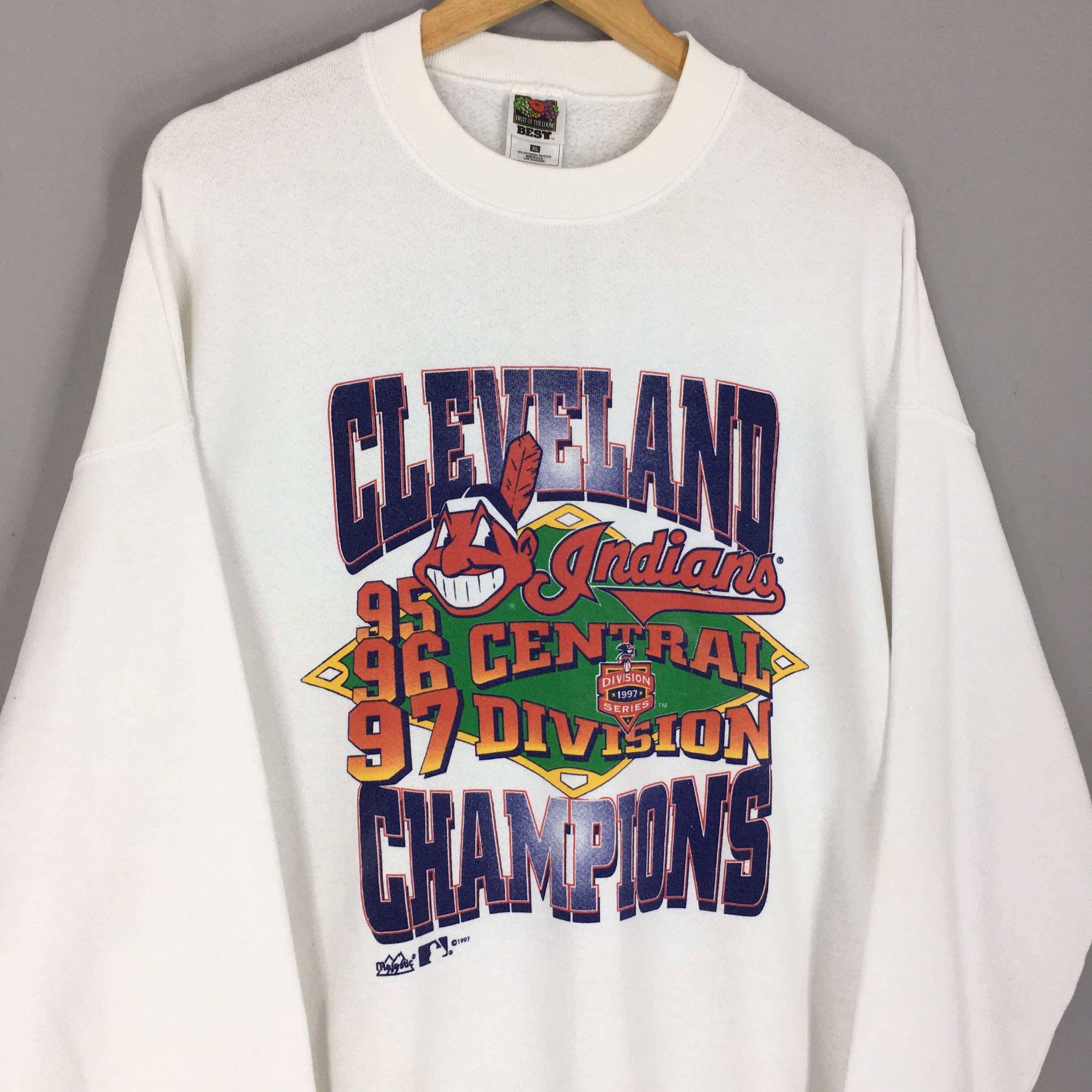 Logo 7 × MLB × Vintage Vintage 90s Cleveland Indians MLB Sweatshirt XLarge Size US XL / EU 56 / 4 - 4 Thumbnail