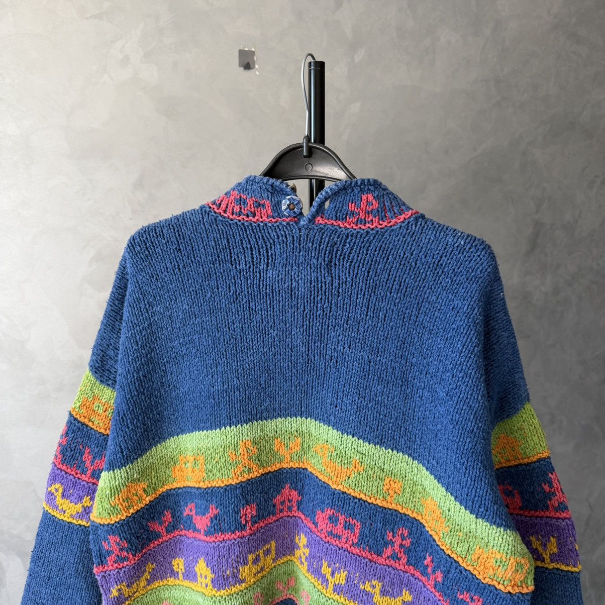 Handmade Amano Mock Neck Folklore Patterned Knit sweater Size US M / EU 48-50 / 2 - 10 Thumbnail