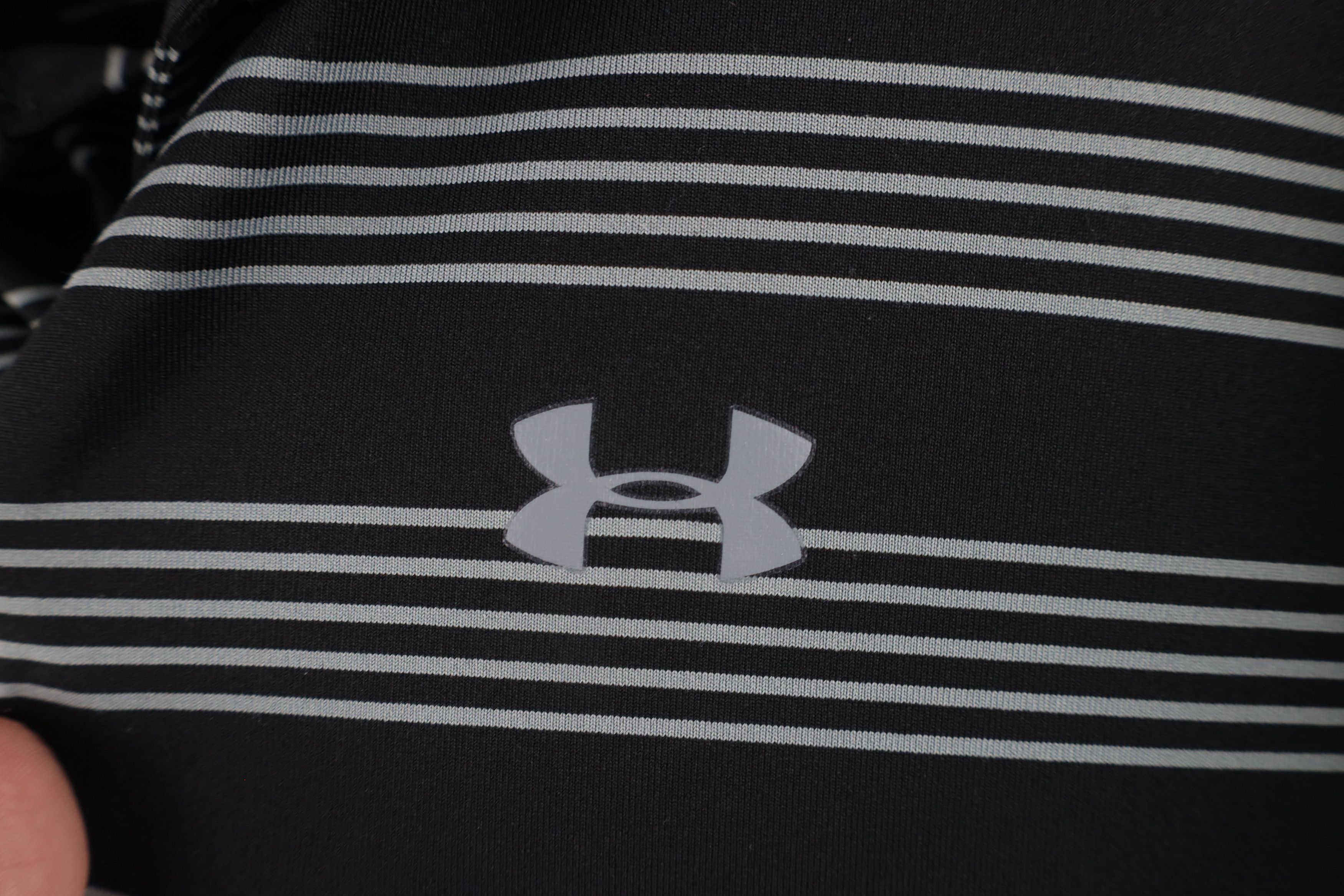 Under Armour × Vintage Under Armour Loose Striped Collared Golf Polo Shirt Black Size US XXL / EU 58 / 5 - 4 Thumbnail