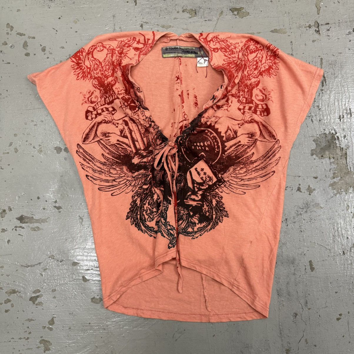 GOA Tough Jeansmith Lace Front Cinched Goth Punk Riot Tee LGB Size M / US 6-8 / IT 42-44 - 1 Thumbnail
