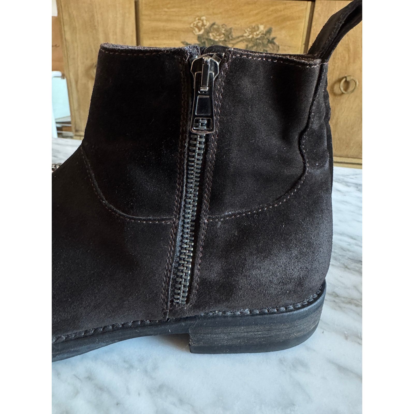 Other The Shoe Box Studded Cap Toe Zip Back Suede Ankle Boots Size US 8 / IT 38 - 4 Thumbnail