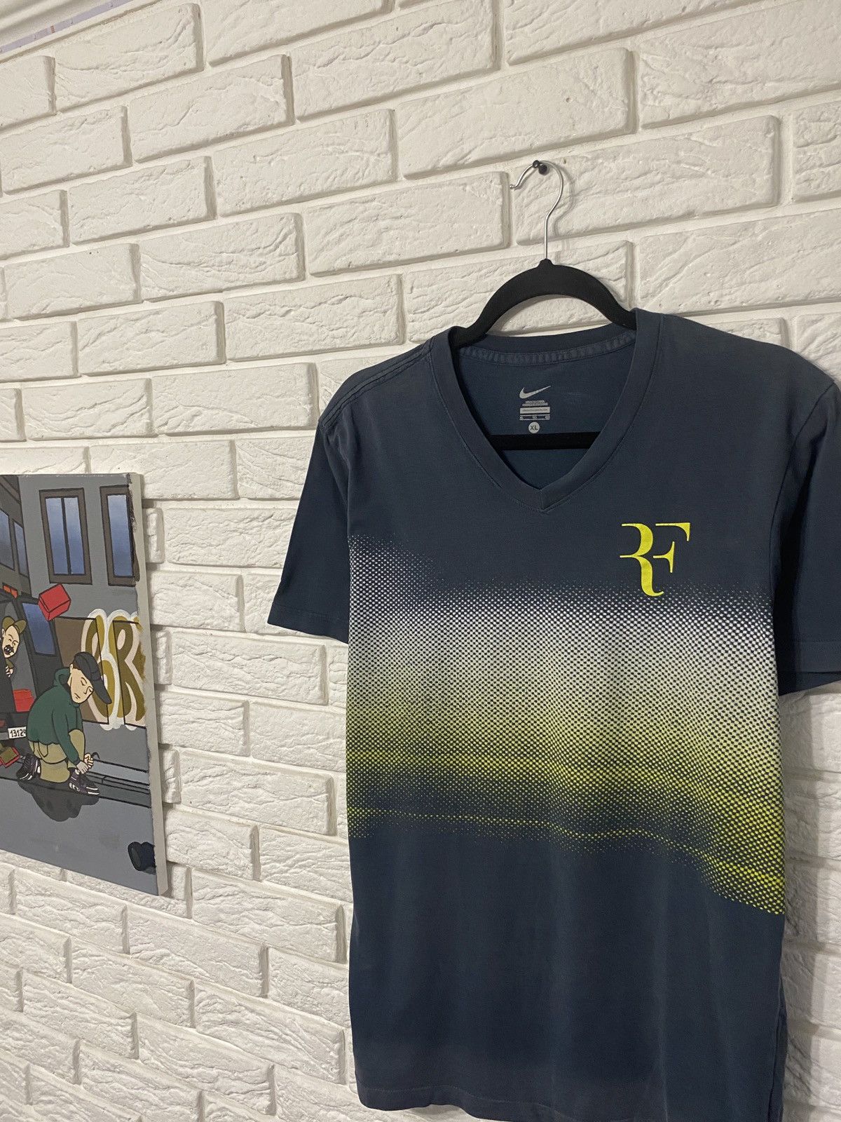 Vintage Nike Roger Federer T-Shirt V-Neck Size US XL / EU 56 / 4 - 2 Thumbnail