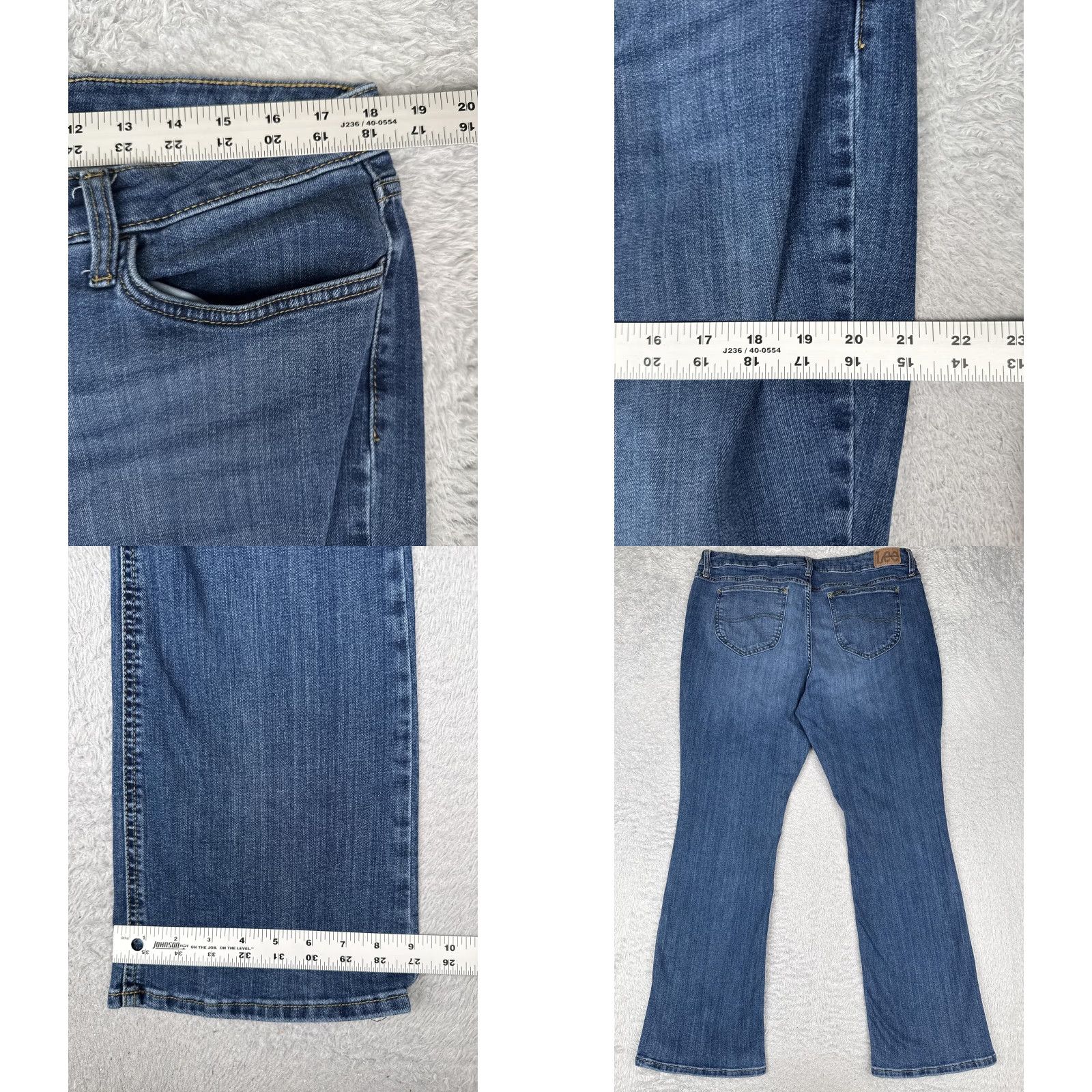 Lee Lee Jeans Womens Regular Bootcut Jeans 18M Blue Mid Rise Stretch Denim 5-Pocket Zip Fly Belt Loops 30in Inseam Size 40" / US 18 - 9 Thumbnail