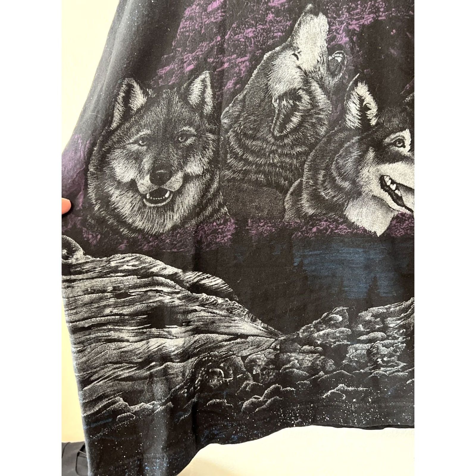Vintage VINTAGE Wolf Pack All Over Print T Shirt Nature Moon AOP Fade Black XL Caribbean Dream Men T-Shirt Short Sleeve Crew Neck 1990s Graphic Print Size US XL / EU 56 / 4 - 3 Thumbnail