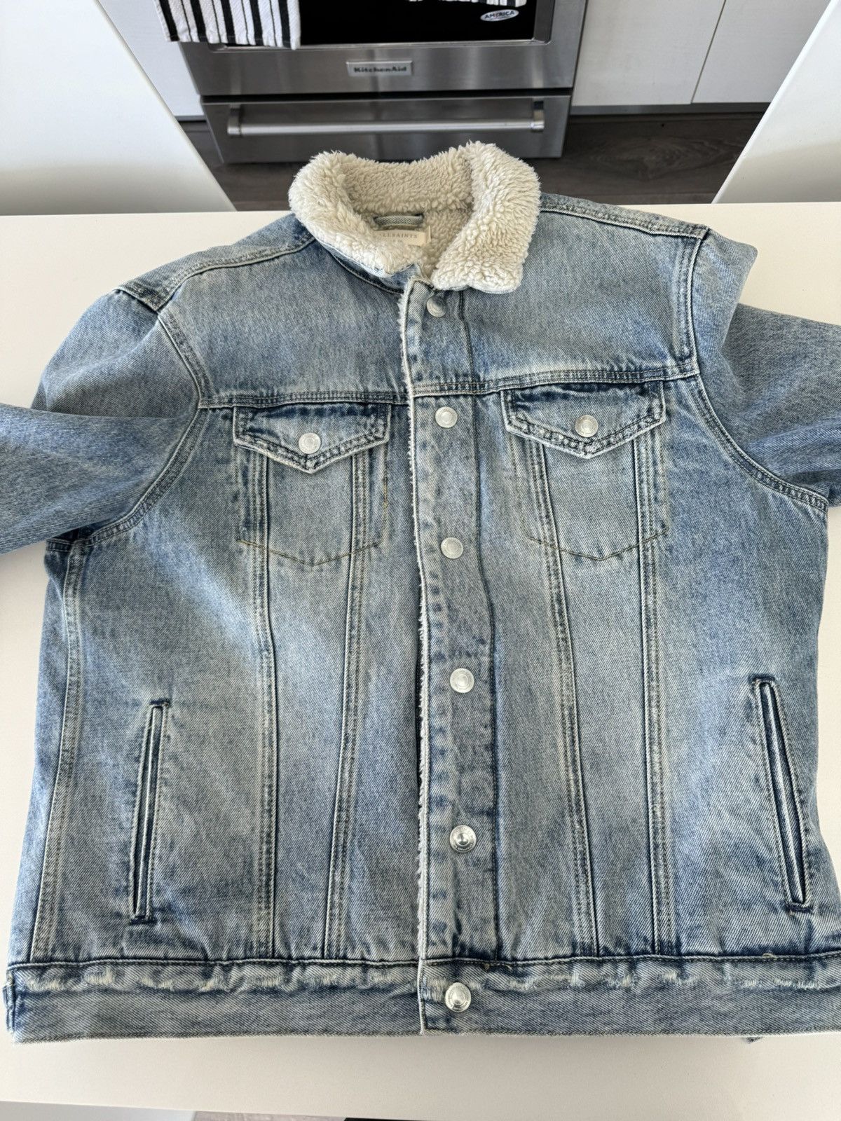 Allsaints Allsaints Ilkley Fleece Sherpa Lined Denim Jacket large Size US L / EU 52-54 / 3 - 7 Thumbnail