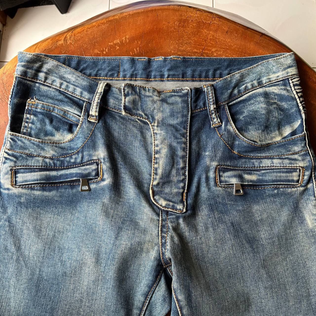 Balmain Balmain Biker Blue Washed Jeans Pants Size US 31 - 7 Thumbnail