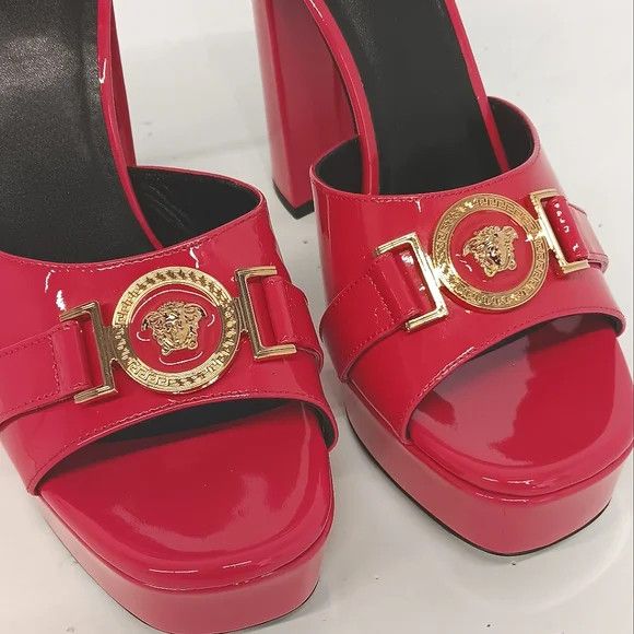 Versace Versace Medusa Logo Pink Patent Leather Platform Heels US8 Size US 8 / IT 38 - 6 Thumbnail