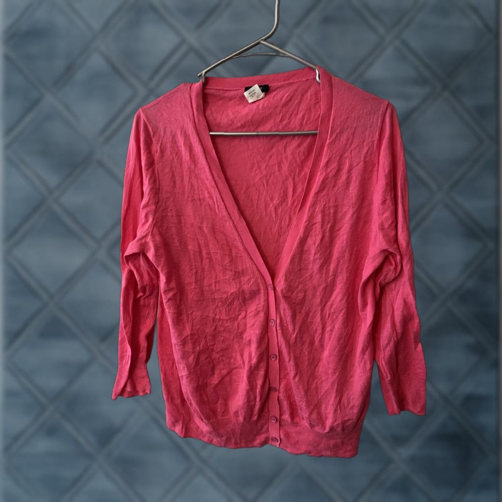 J.Crew J.CREW Cardigan Knit Pink 100% Cotton 3/4 Sleeve V-Neck L Women's Sweater Size L / US 10 / IT 46 - 1 Thumbnail