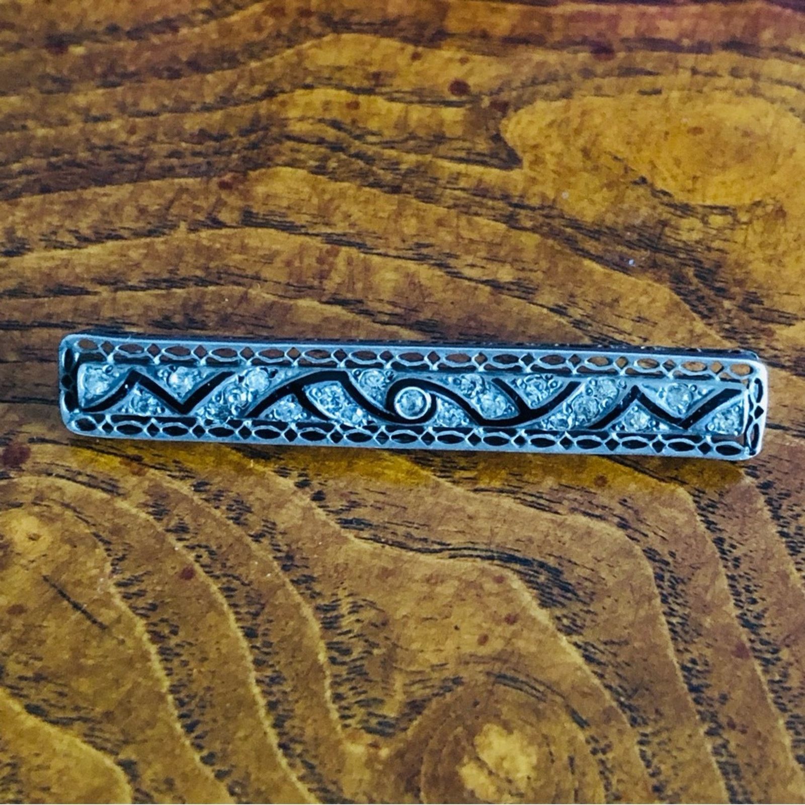 Jewelry Antique art deco Fishson Sterling silver stone bar brooch Size ONE SIZE - 2 Thumbnail