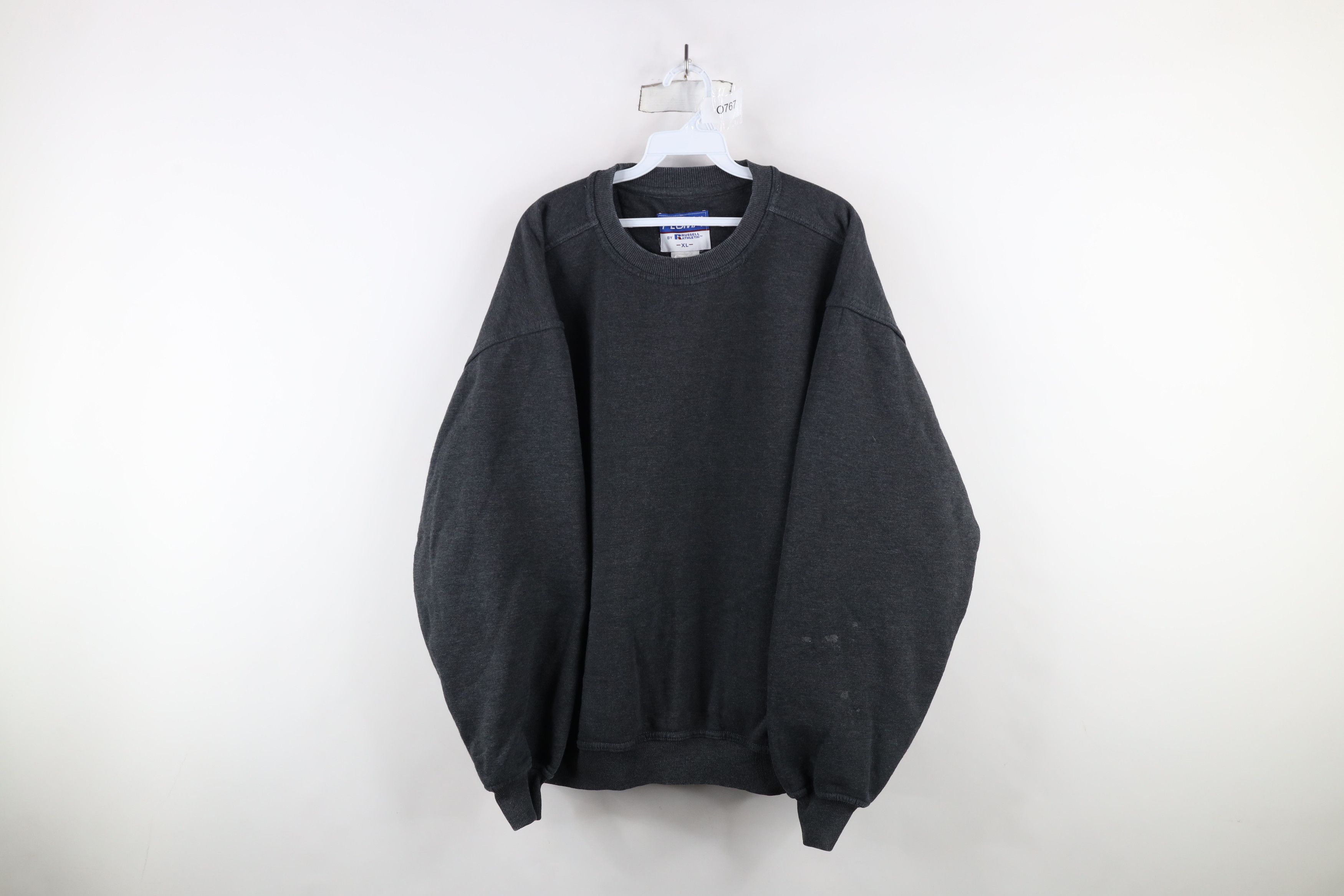 Russell Athletic × Vintage Vintage 90s Russell Athletic Heavy Sweatshirt Charcoal Gray Size US XL / EU 56 / 4 - 1 Thumbnail