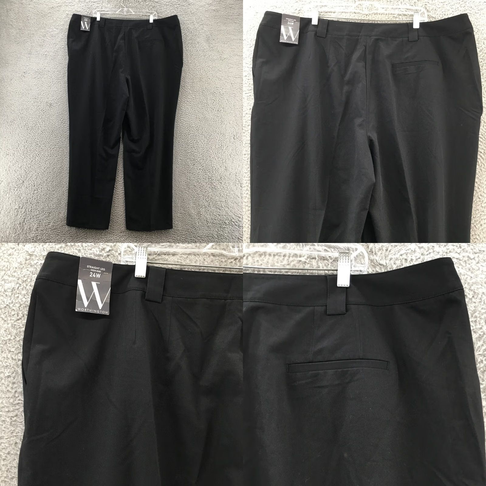 Worthington Worthington Straight Leg Chino Pants Womens 24W Black Hi-Rise NEW Size 42" / US 20 - 9 Thumbnail