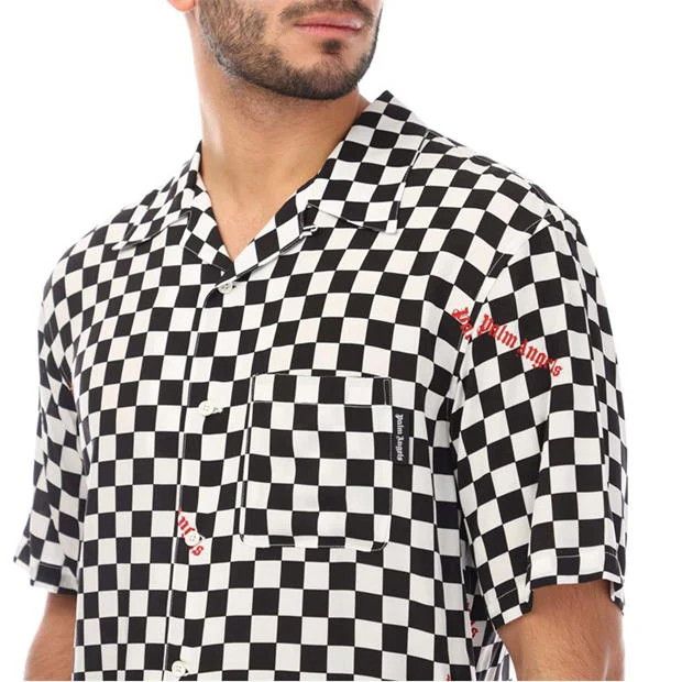 Palm Angels o1y0325 Logo Checked Shirt in Black/White Size US M / EU 48-50 / 2 - 2 Thumbnail
