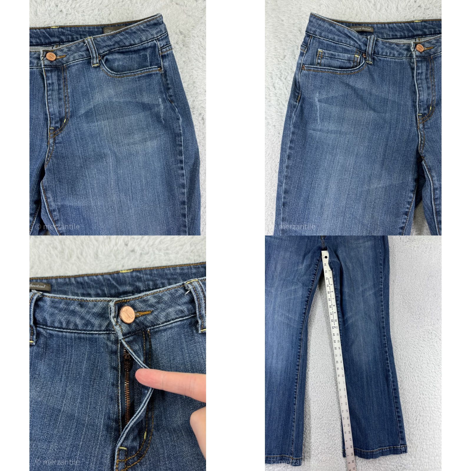 Vintage Bella Elemento Jeans Womens 8 Denim Bootcut Cotton Blend Stretch 28in Waist 30in Inseam Blue 5-Pocket Embroidered Solid Mid Rise Western Womens Size 30" / US 8 / IT 44 - 8 Thumbnail