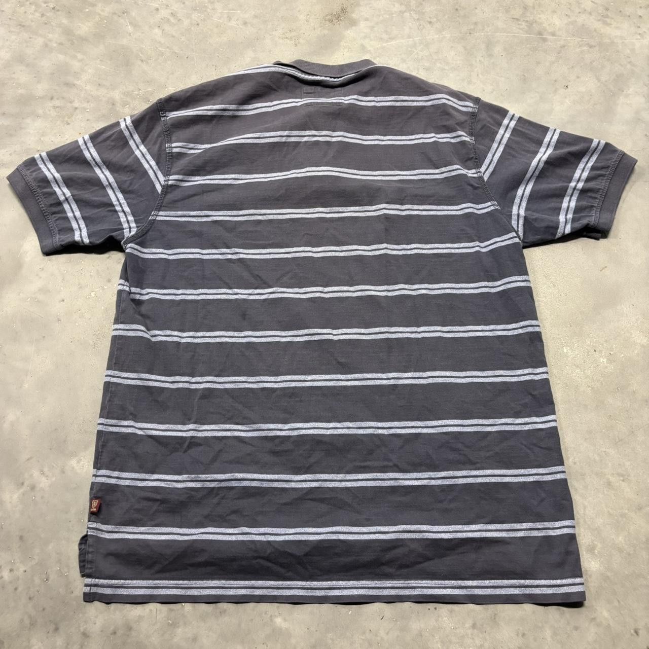 Japanese Brand × Vintage Crazy Vintage Y2K/2000s Faded Navy Blue Striped Streetwear Essential Polo Shirt! Size US L / EU 52-54 / 3 - 4 Thumbnail