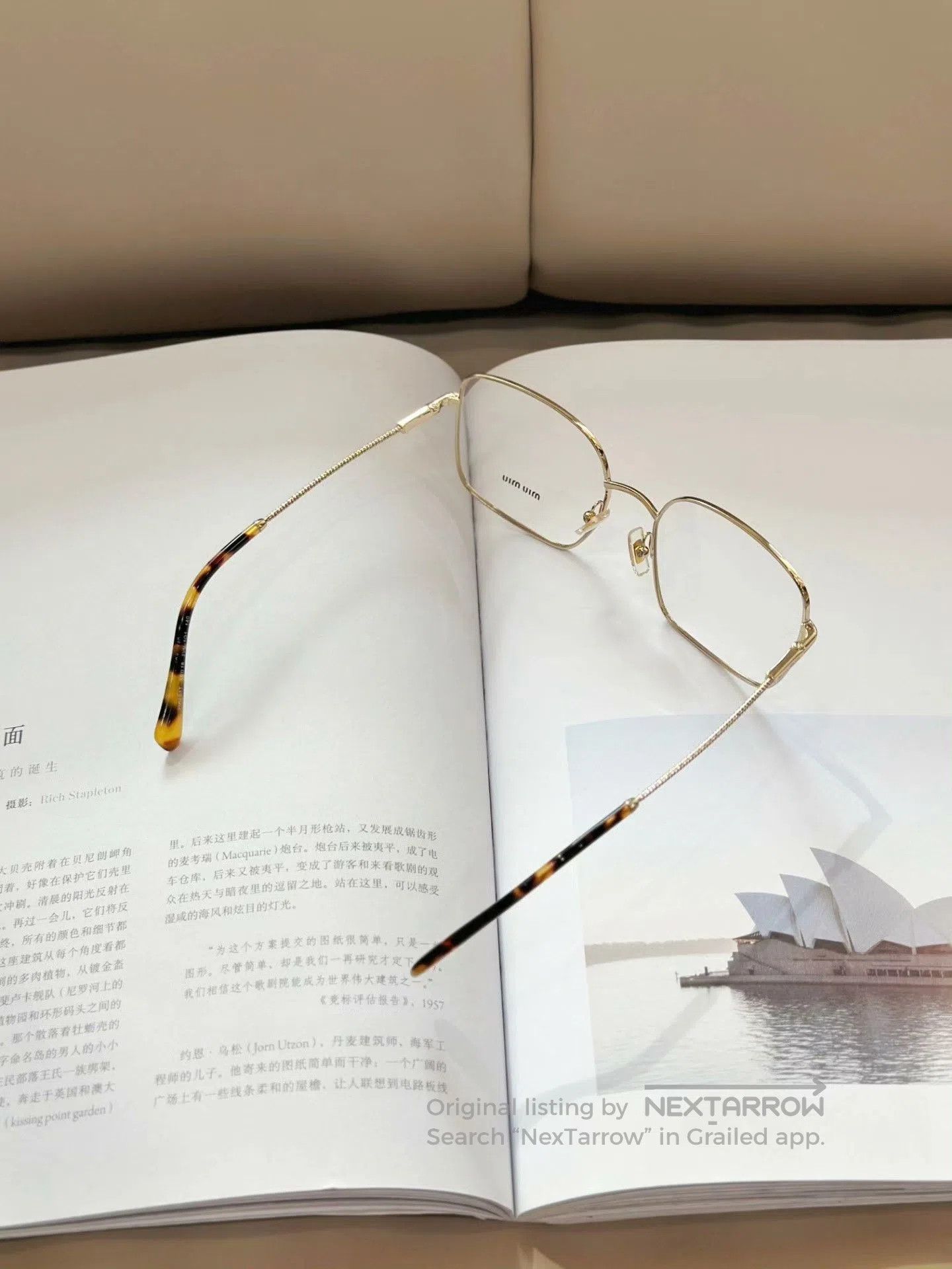 Miu Miu Miu Miu Gold Square-Round Plain Glasses. Size ONE SIZE - 5 Thumbnail
