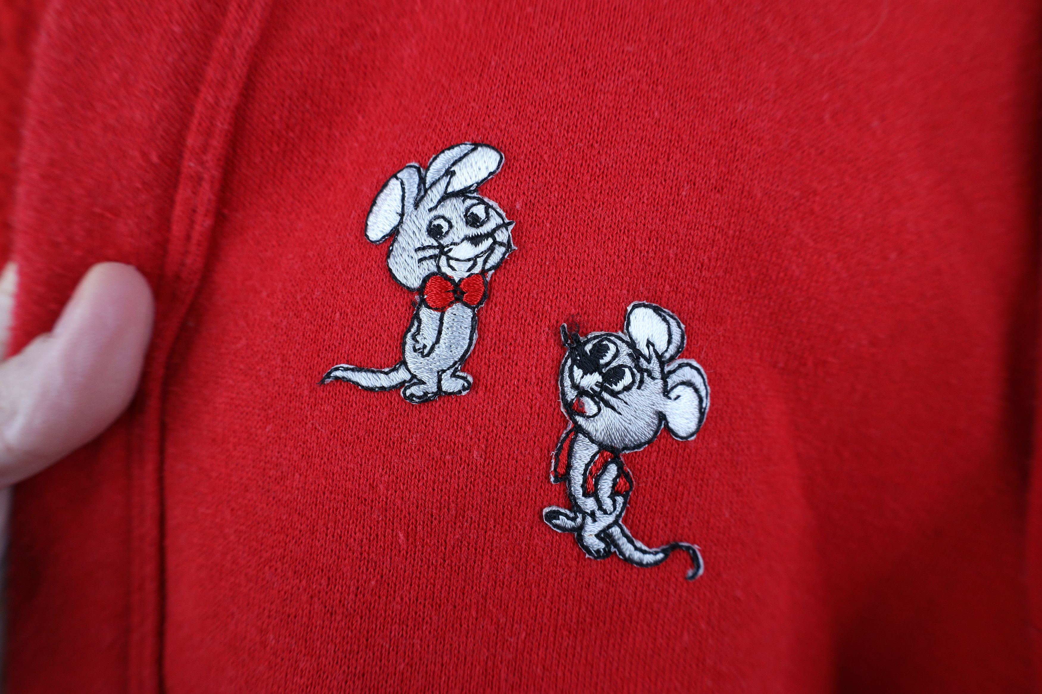 Vintage Vintage 90s Streetwear Mouse Cardigan Sweatshirt Red USA Size ONE SIZE - 4 Thumbnail