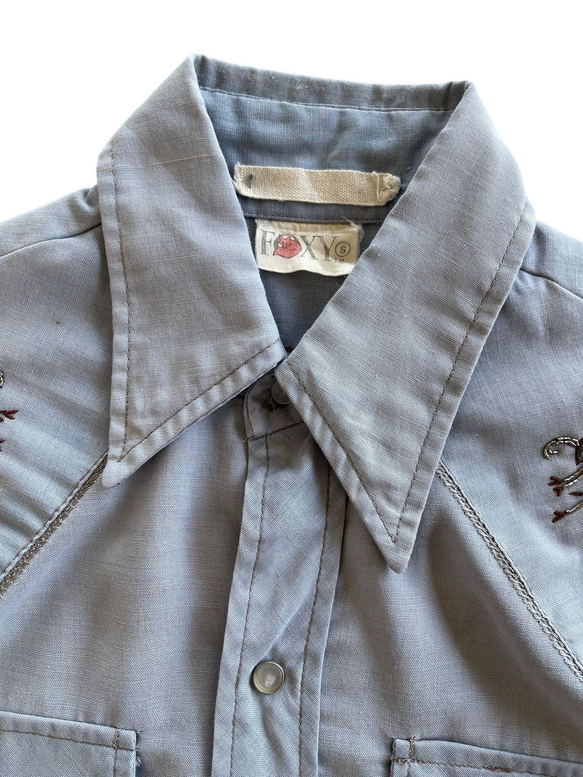 Vintage 70s Foxy Western Chambray Embroidery Shirt Size US S / EU 44-46 / 1 - 8 Thumbnail
