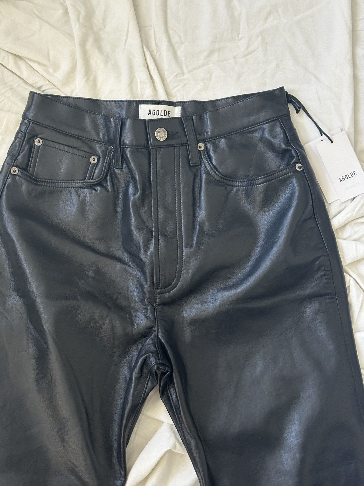 Agolde 90's Pinch Waist Leather Jeans Size 27" / US 4 / IT 40 - 3 Thumbnail