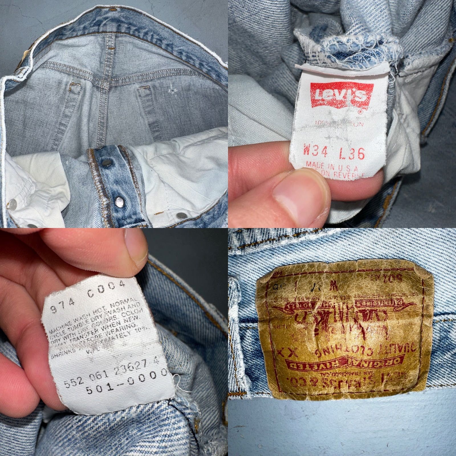Levi's VINTAGE Levi's 501 Jeans Straight 34x36 Blue Light Wash USA 90s Mens Size US 34 / EU 50 - 9 Thumbnail