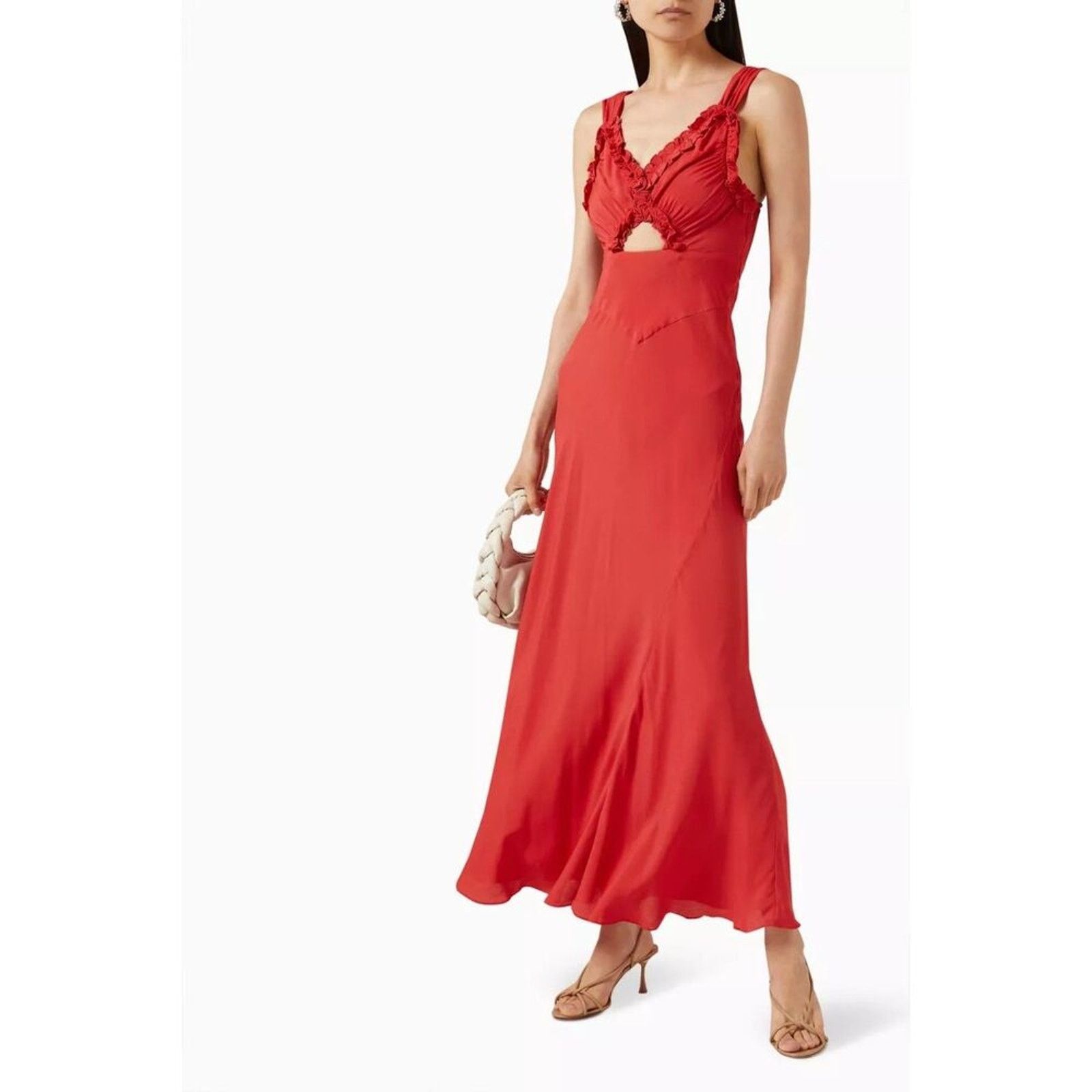 image of Doen Amoretta Red Viscose Maxi Dress In Tigerlily Xxs, Women's (Size 2XS)