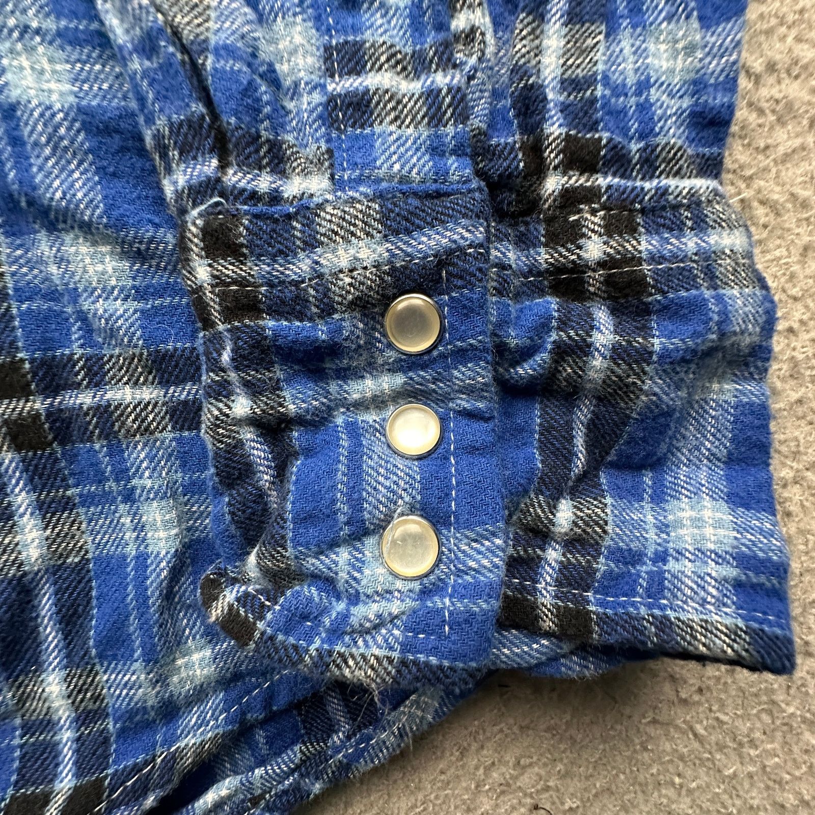 Wrangler Wrangler Pearl Snap Plaid Flannel Shirt Mens XL Blue Black Size US XL / EU 56 / 4 - 7 Thumbnail
