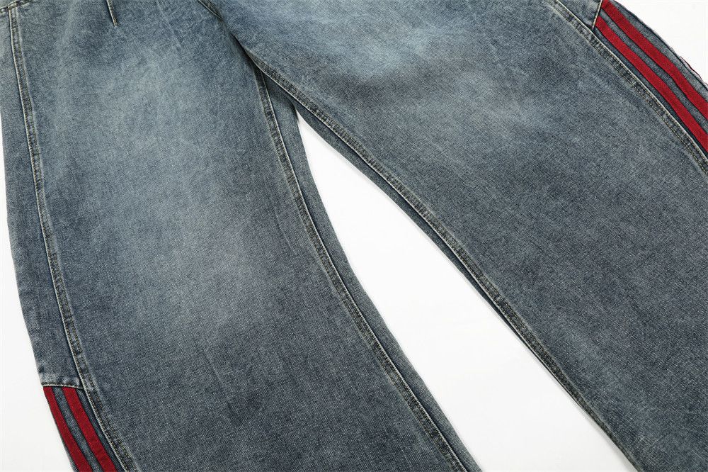 Japanese Brand × Jean American washed distressed striped scimitar jeans y2k Size US 32 / EU 48 - 6 Thumbnail