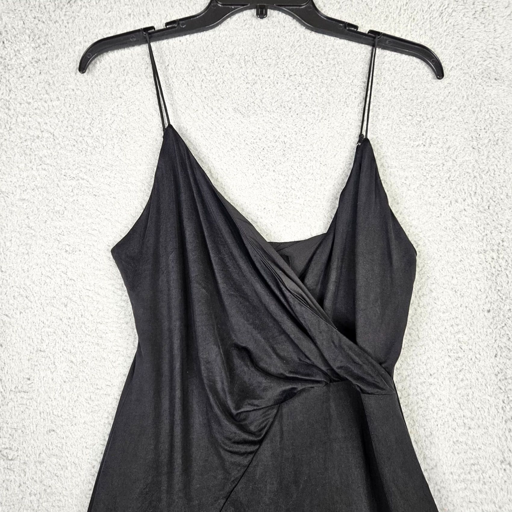 Vintage STYLESTALKER Women's Wrapped V-neck Black Dress S Dress, Black, V-Neck, Wrap, Sleeveless, Knee Length, Regular, Womens Size S / US 4 / IT 40 - 6 Thumbnail