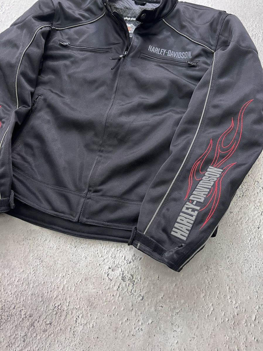 Harley Davidson × Vintage Vintage MESH Harley Davidson FLAME MOTO JACKET Y2K 2000's Size US L / EU 52-54 / 3 - 2 Thumbnail