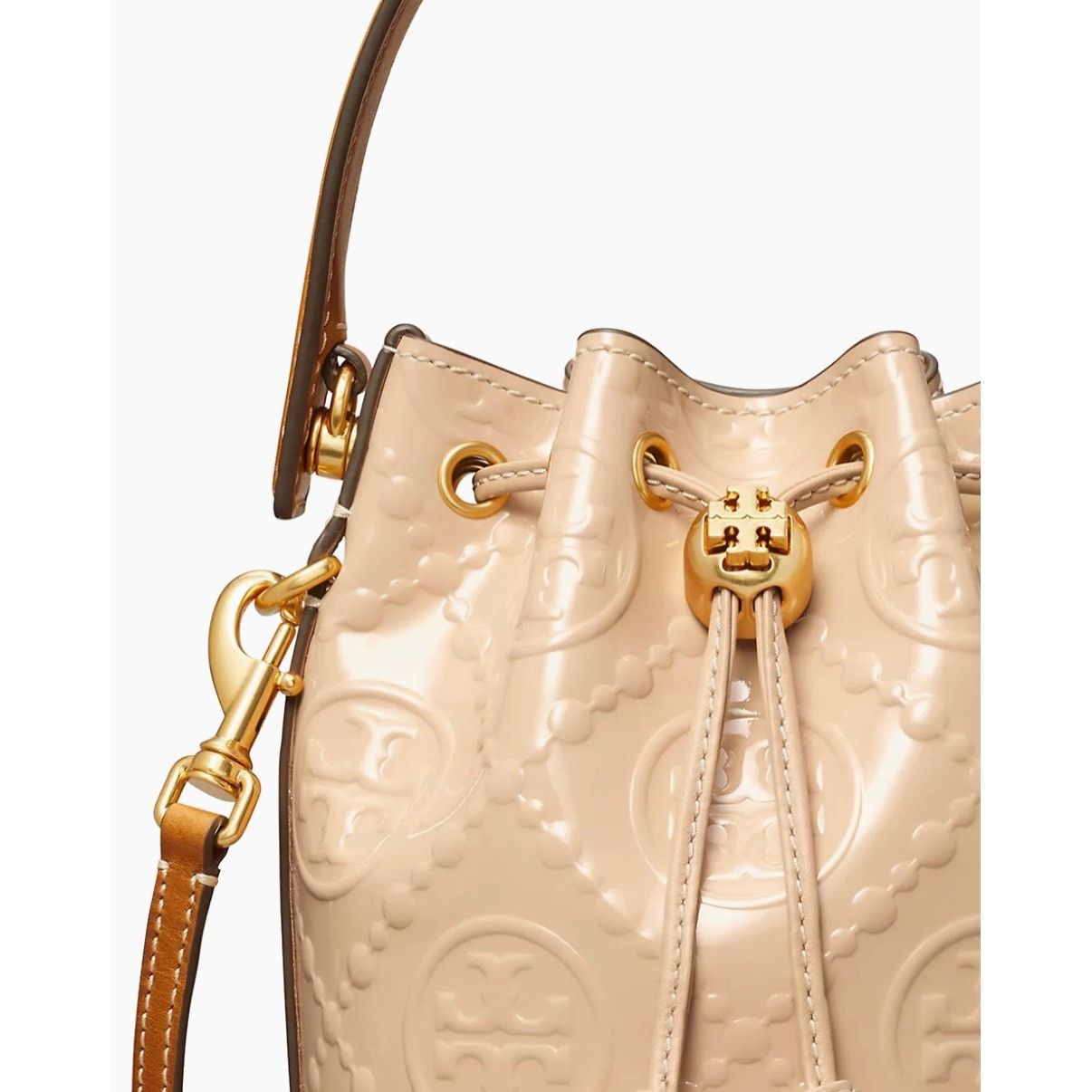 Tory Burch NWT! Tory Burch T Monogram Embossed Patent Leather Bucket Ba Size ONE SIZE - 4 Thumbnail