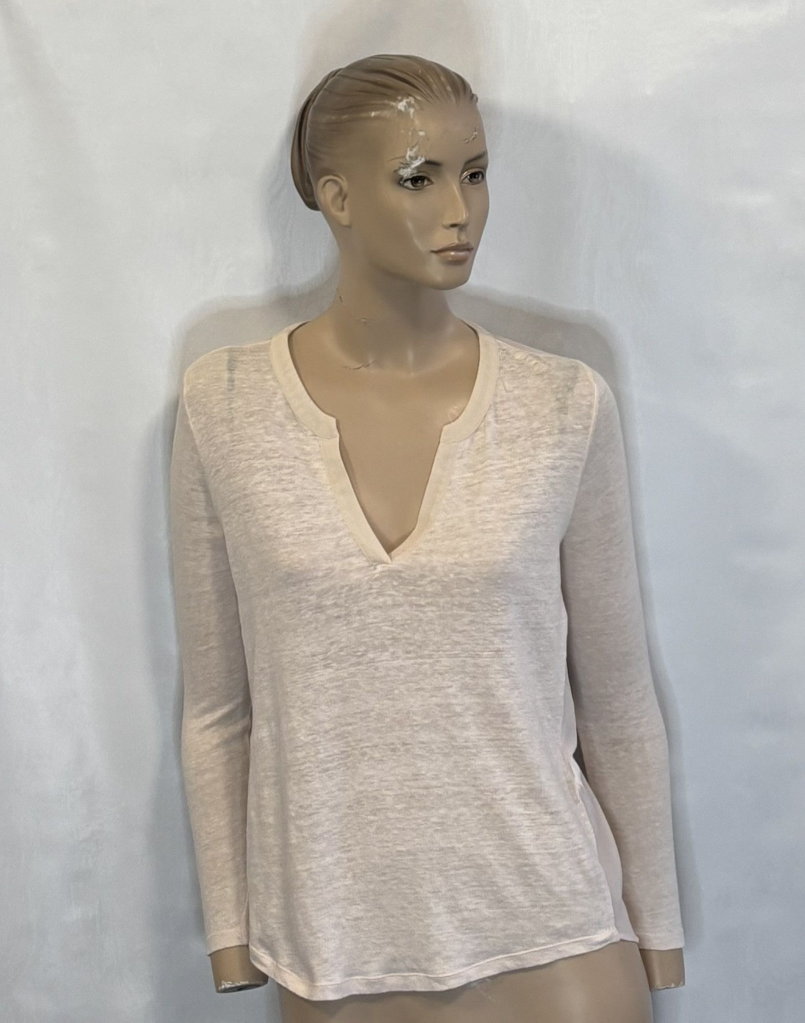 Sandro Sandro V-neck Ecru blouse Linen Silk Size L / US 10 / IT 46 - 1 Thumbnail