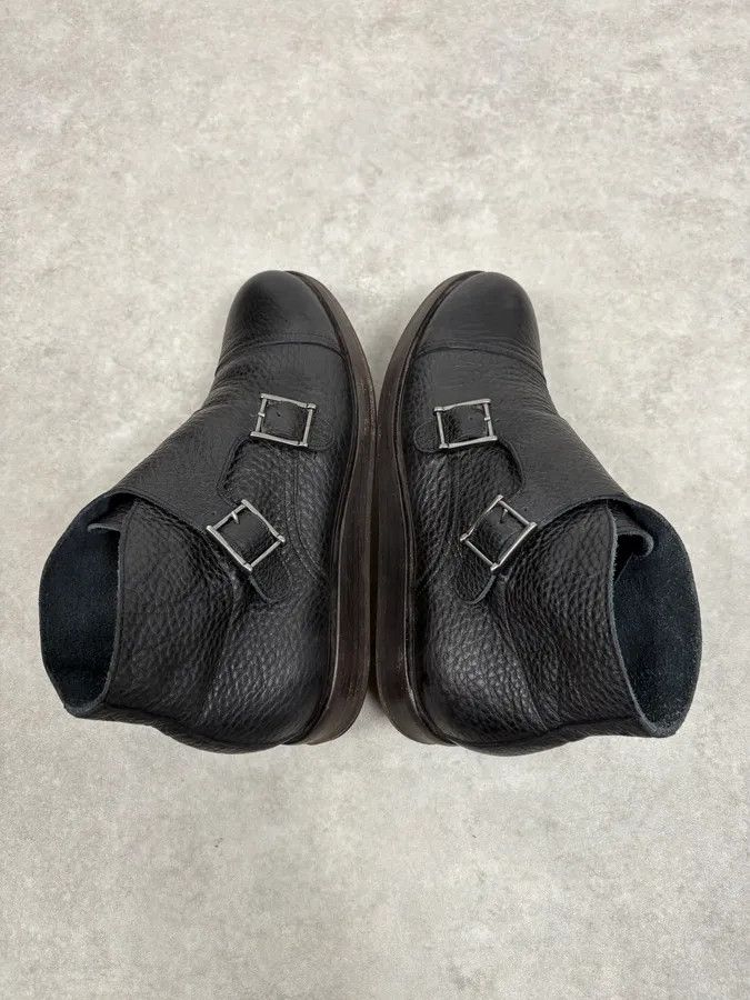 Emporio Armani 2010s Emporio Armani Black Buckle Leather Grained Boots Size US 6 / EU 39 - 6 Thumbnail