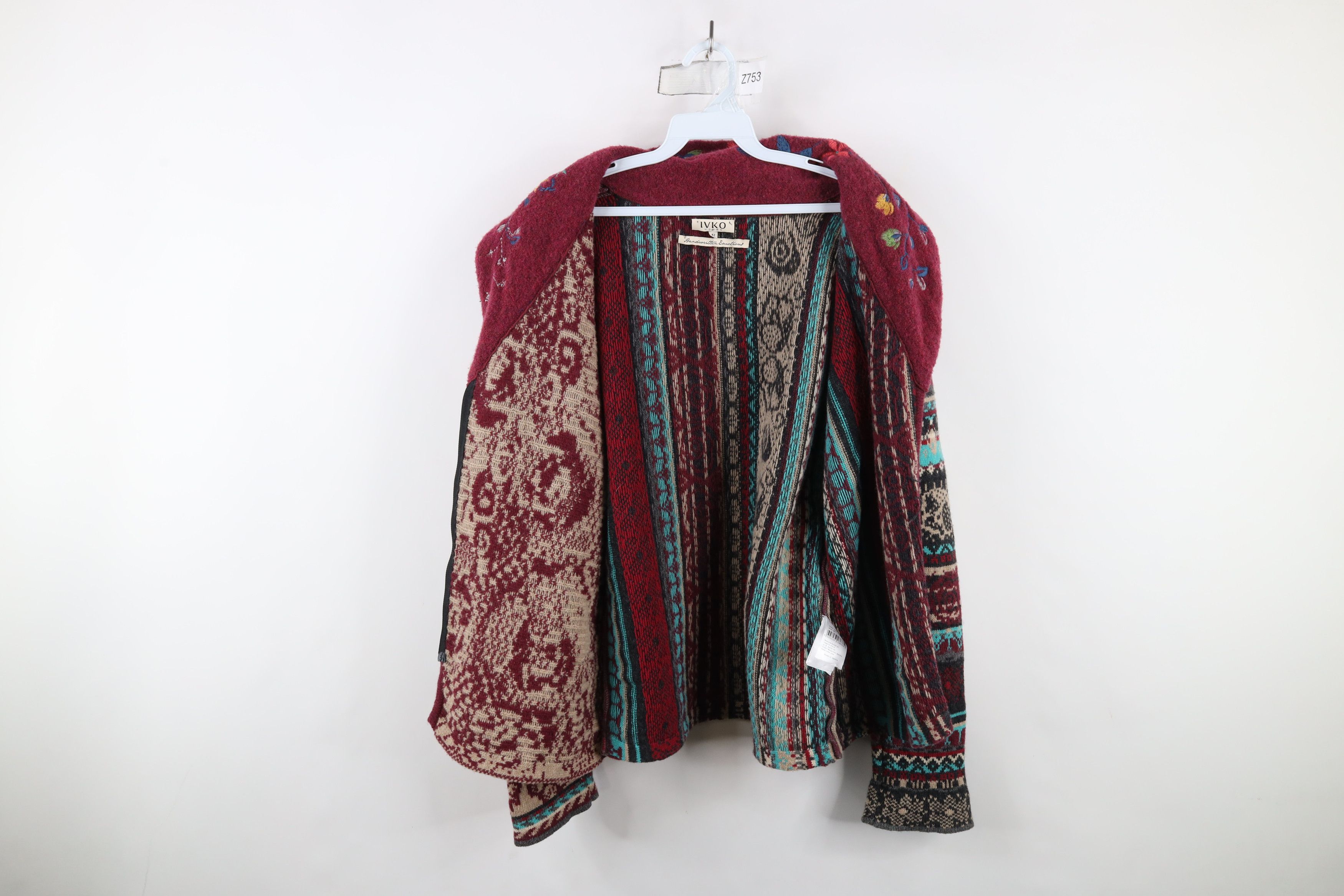 Vintage IVKO Handwritten Emotions Fairy Flower Zip Cardigan Sweater Size M / US 6-8 / IT 42-44 - 11 Thumbnail
