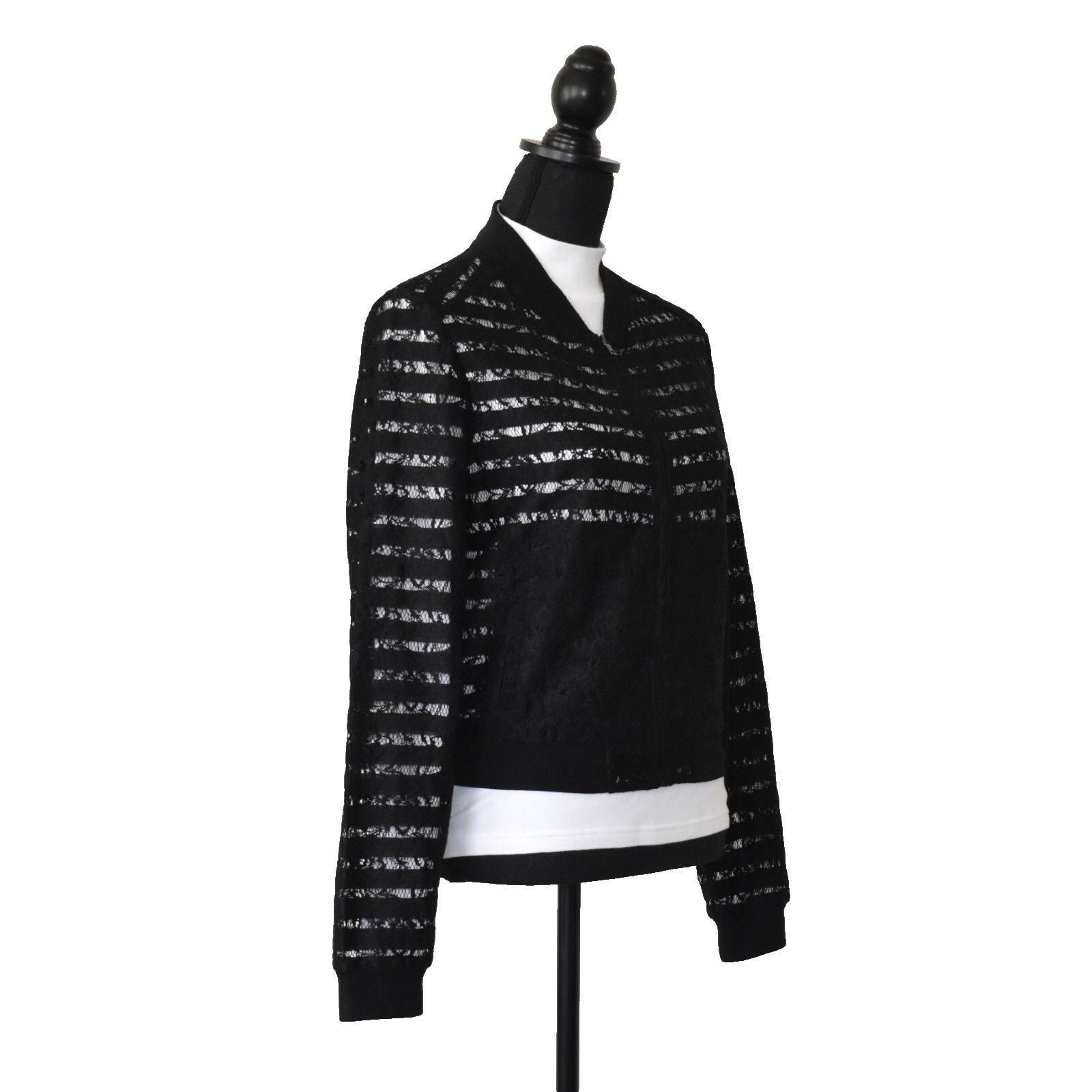 Bcbgmaxazria BCBG MAXAZRIA Cotton/Nylon Blend Lace Bomber Jacket S $198 Size S / US 4 / IT 40 - 2 Thumbnail