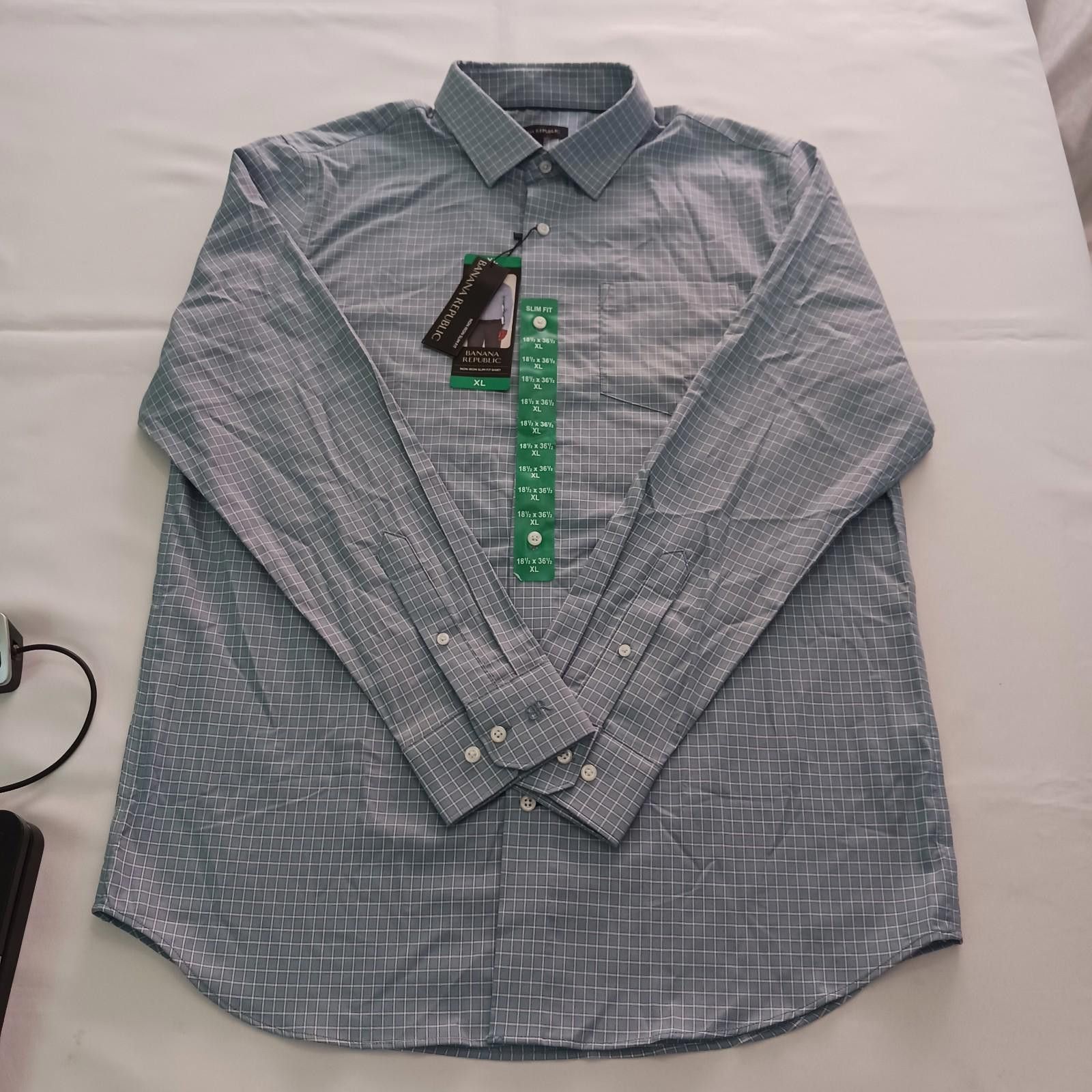 Banana Republic Banana Republic Men's XL Blue Plaid Cotton Slim Fit Shirt Size US XL / EU 56 / 4 - 1 Thumbnail
