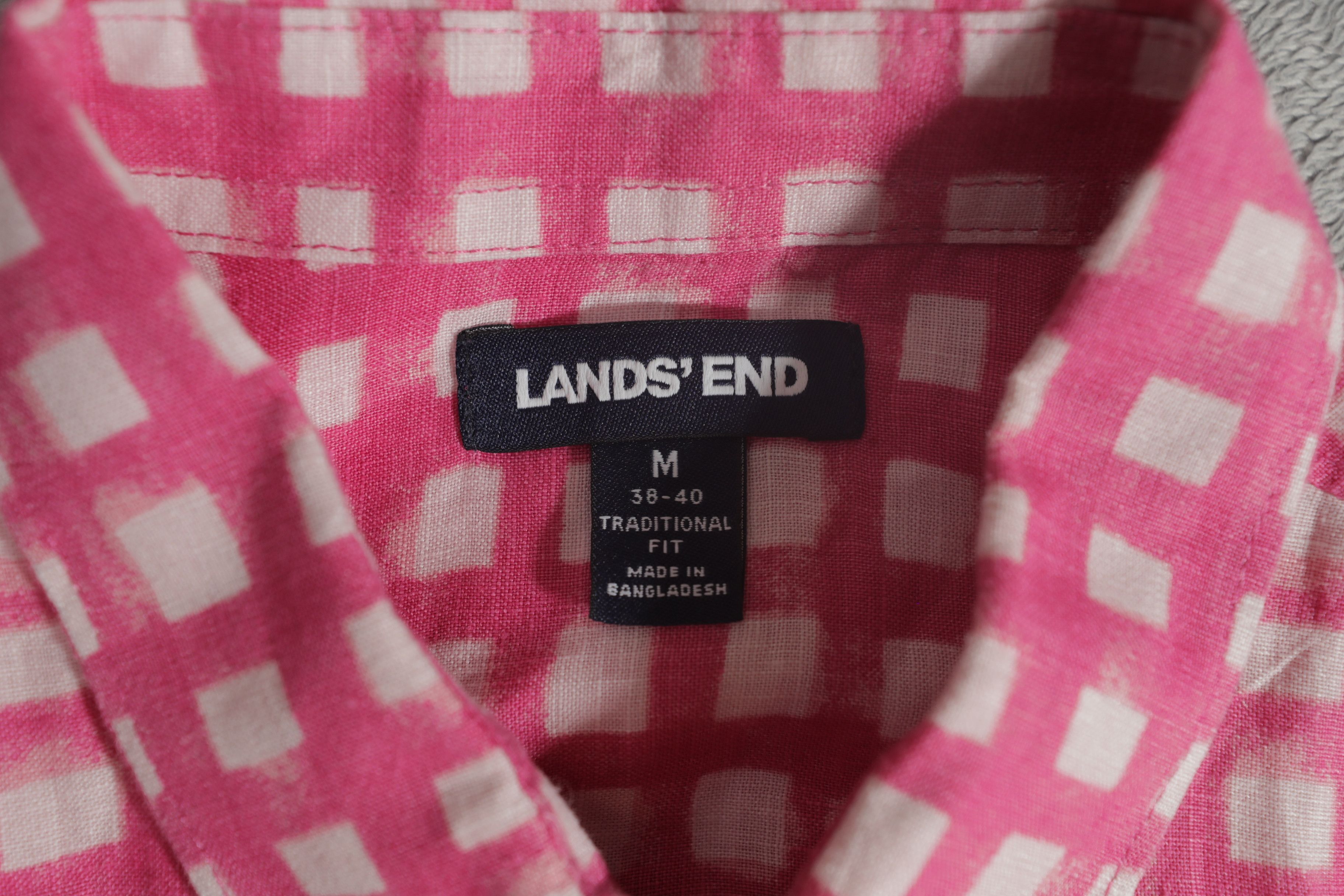 Lands' End Lands End Pink Checkered Vintage Button Down (M) Size US M / EU 48-50 / 2 - 8 Thumbnail