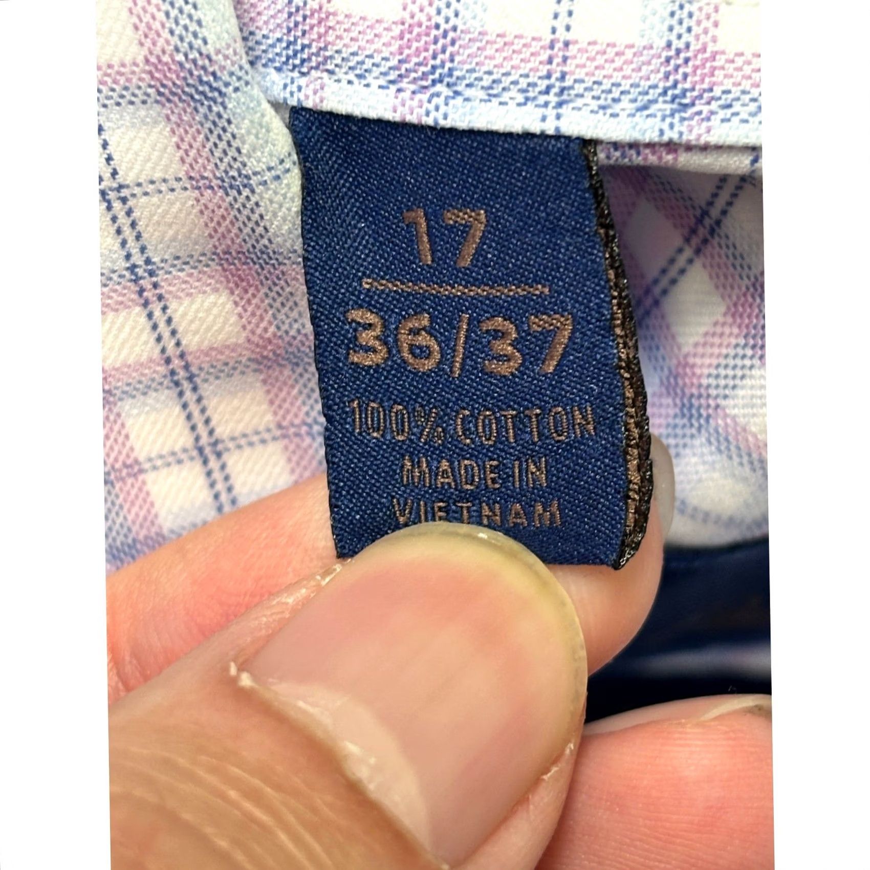 David Donahue David Donahue Dress Shirt Plaid Cotton Men Long Sleeve Button 17 in Neck 32 in Length XL Regular Fit Mens Size 46R - 5 Thumbnail
