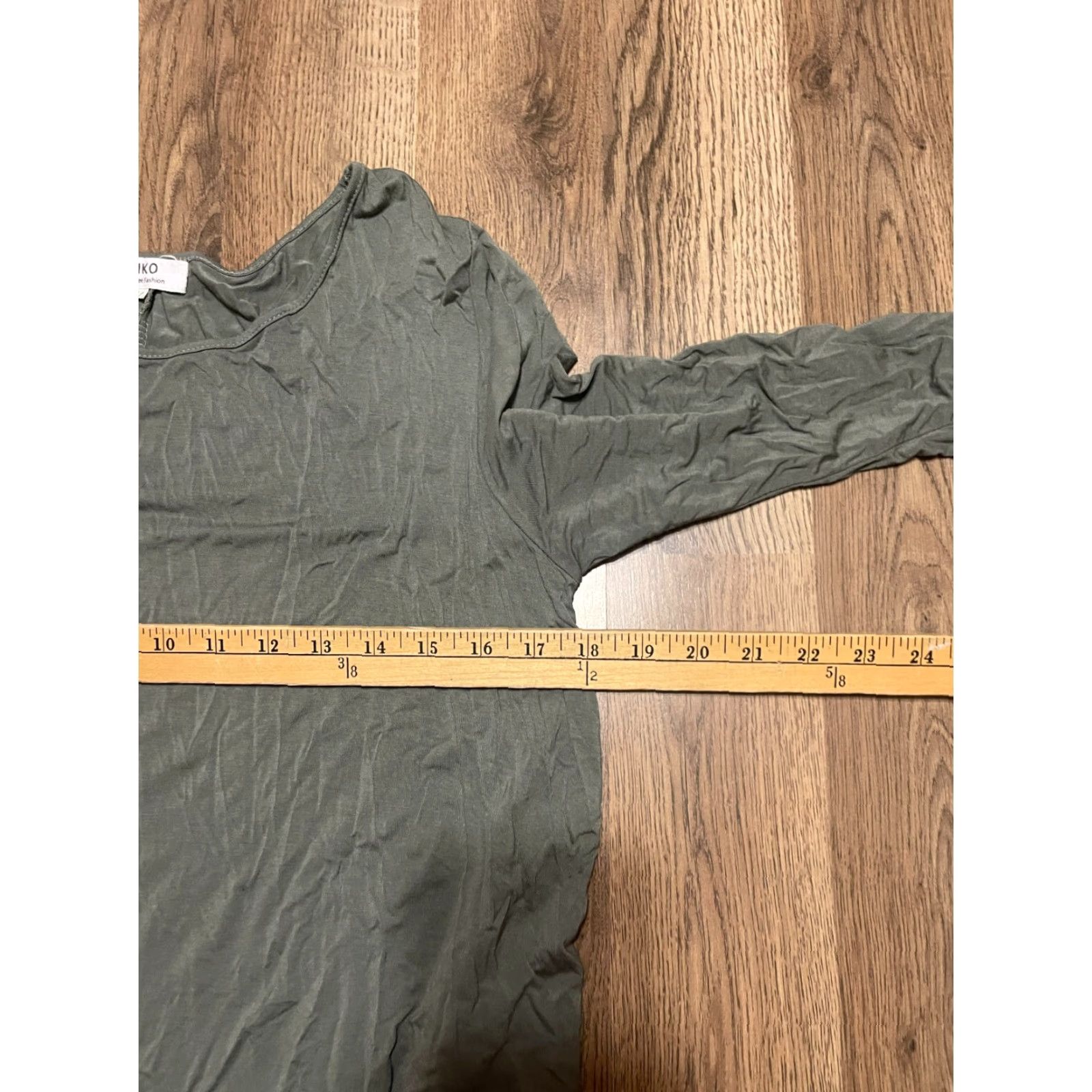 Vintage PIKO Dress Shirt Dress, Women's Size M, Green 3/4 Sleeve Knee Length, Pullover, Solid, Casual, Regular, Women, Spring/Summer/Fall Size M / US 6-8 / IT 42-44 - 5 Thumbnail
