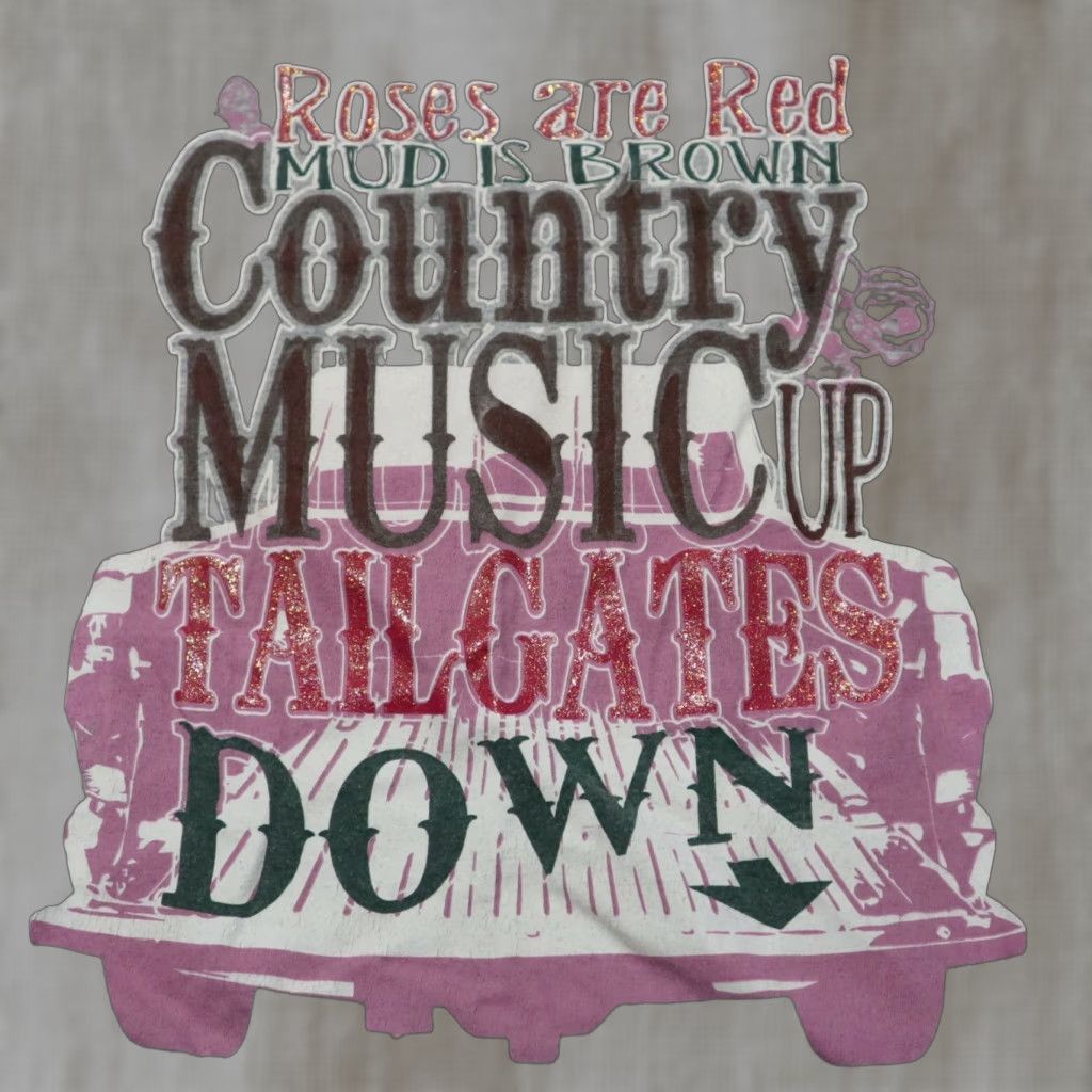 Vintage Roses Red Mud Brown Country Music Up Tailgate Down Tee T-Shirt Women's Size S Size S / US 4 / IT 40 - 1 Thumbnail