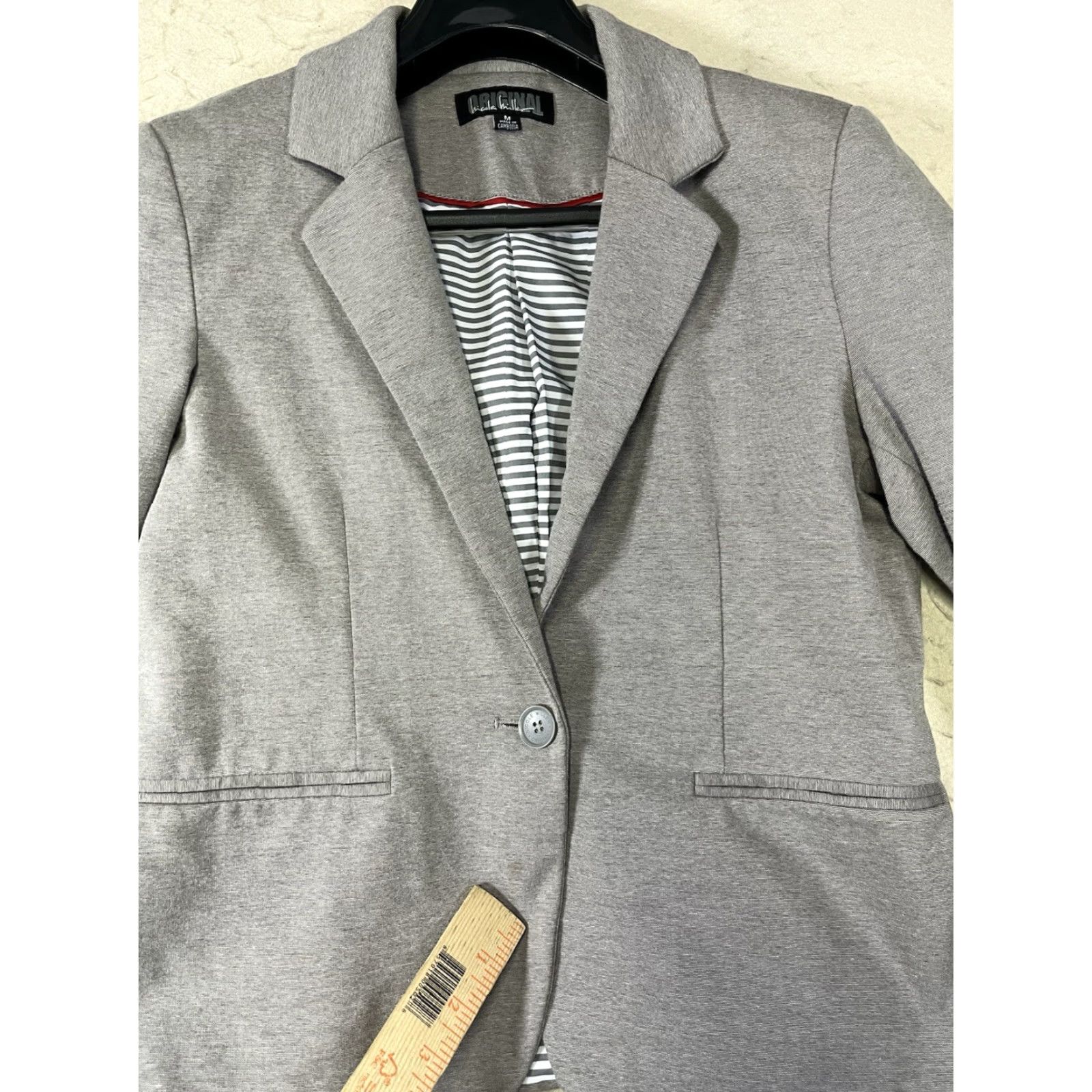 Nicole Miller Nicole Miller Grey Blazer M Women’s Cotton Blend Basic Jacket Size M Ladies Regular Gray Size M / US 6-8 / IT 42-44 - 7 Thumbnail