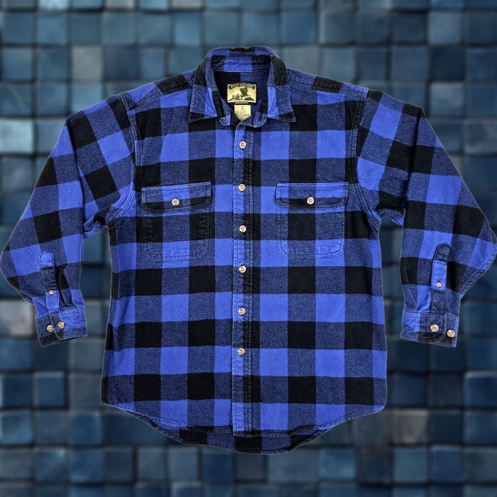 Vintage VINTAGE Field & Stream Heavy Flannel Shirt Men M Blue Plaid Button-Up Night? Size US M / EU 48-50 / 2 - 1 Thumbnail