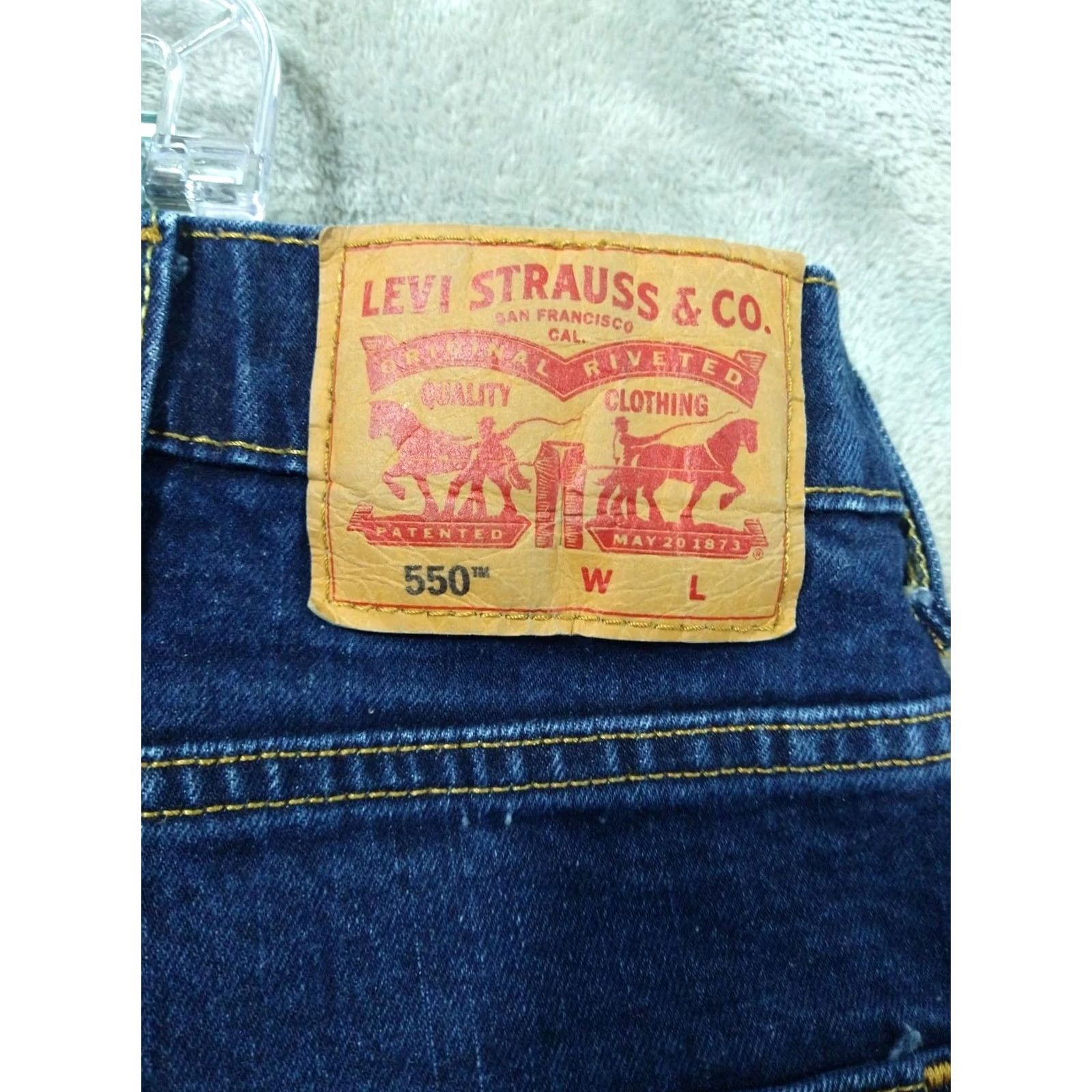 Levi's Levis 550 Jeans Mens 48x29 Blue Denim Relaxed Fit Tapered Leg Dark Wash Jeans Mens 48 Blue Denim Dark Wash Levi's 550 Relaxed Fit Tapered Jeans Size US 32 / EU 48 - 7 Thumbnail