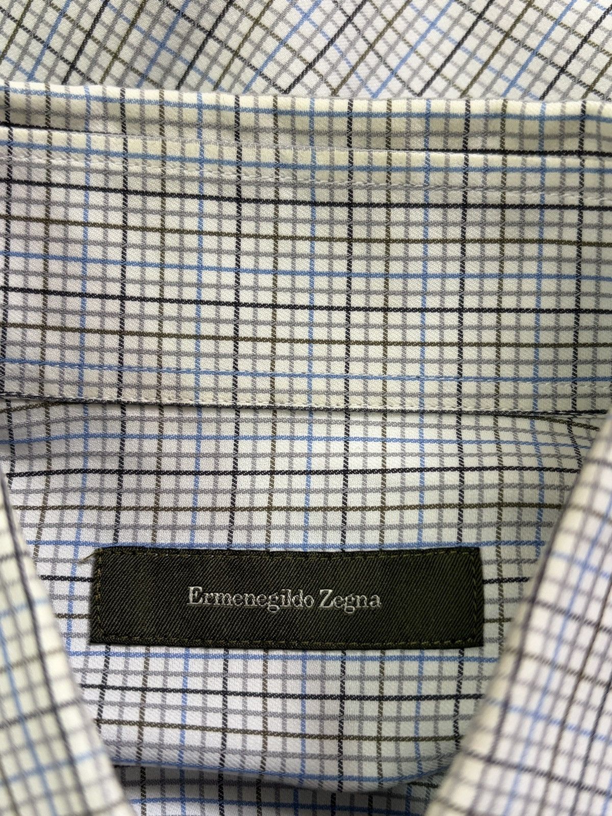 Ermenegildo Zegna Ermenegildo Zegna Plaid Shirt Blue Grey Button Up Italy M Size US M / EU 48-50 / 2 - 3 Thumbnail