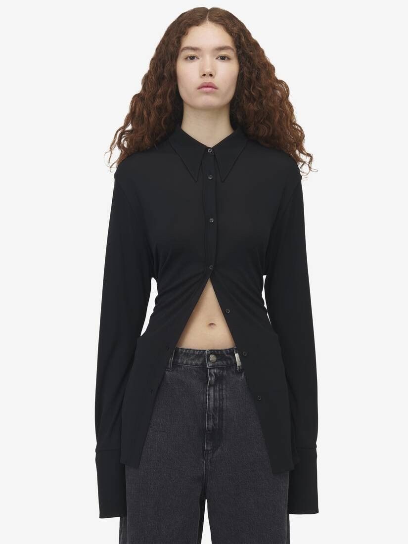Alexander McQueen o1srvl11e0326 Fitted Shirt in Black Size XL / US 12-14 / IT 48-50 - 2 Thumbnail
