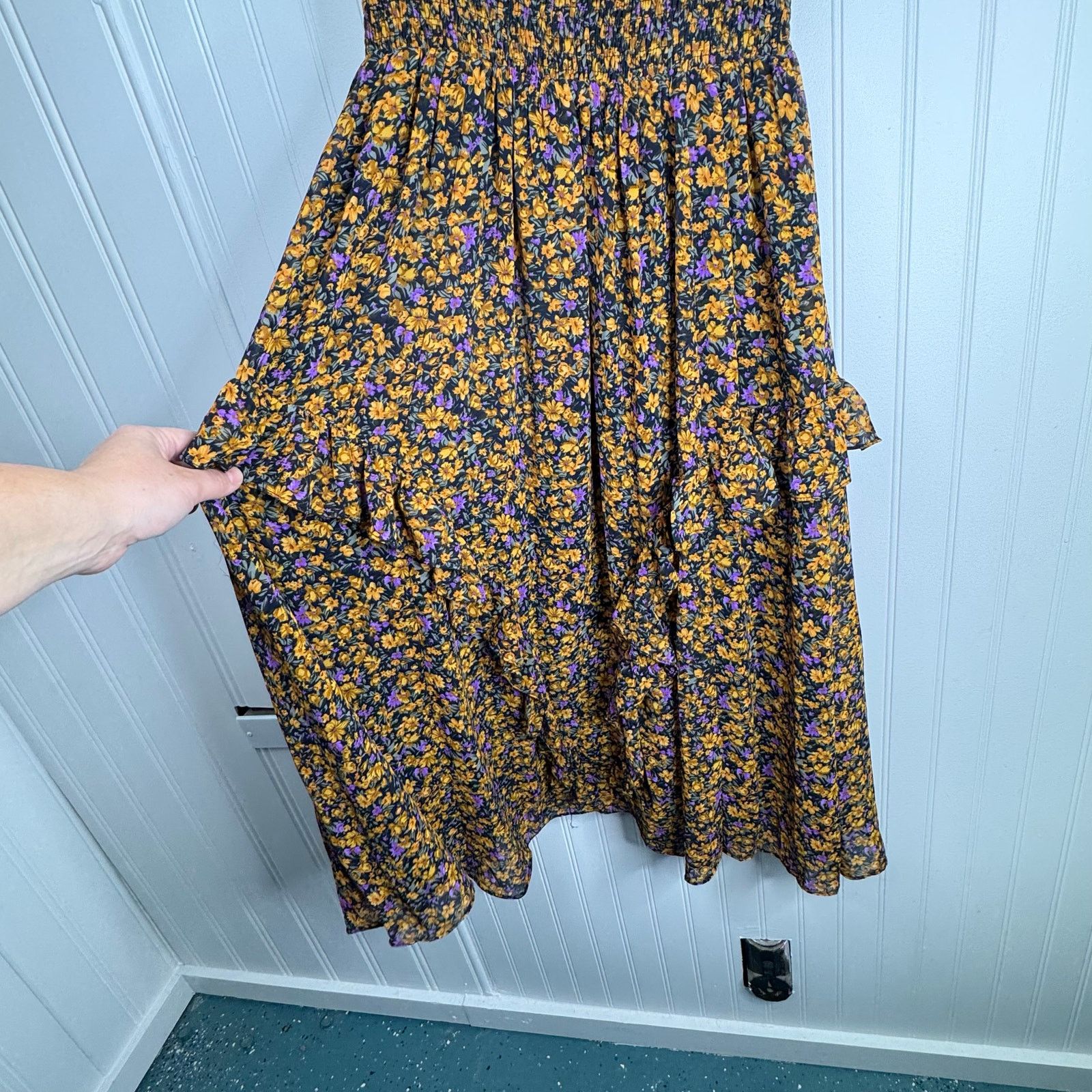 Other Lulus Evalina Mustard Floral Print Mock Neck Midi Dress Size S / US 4 / IT 40 - 13 Thumbnail