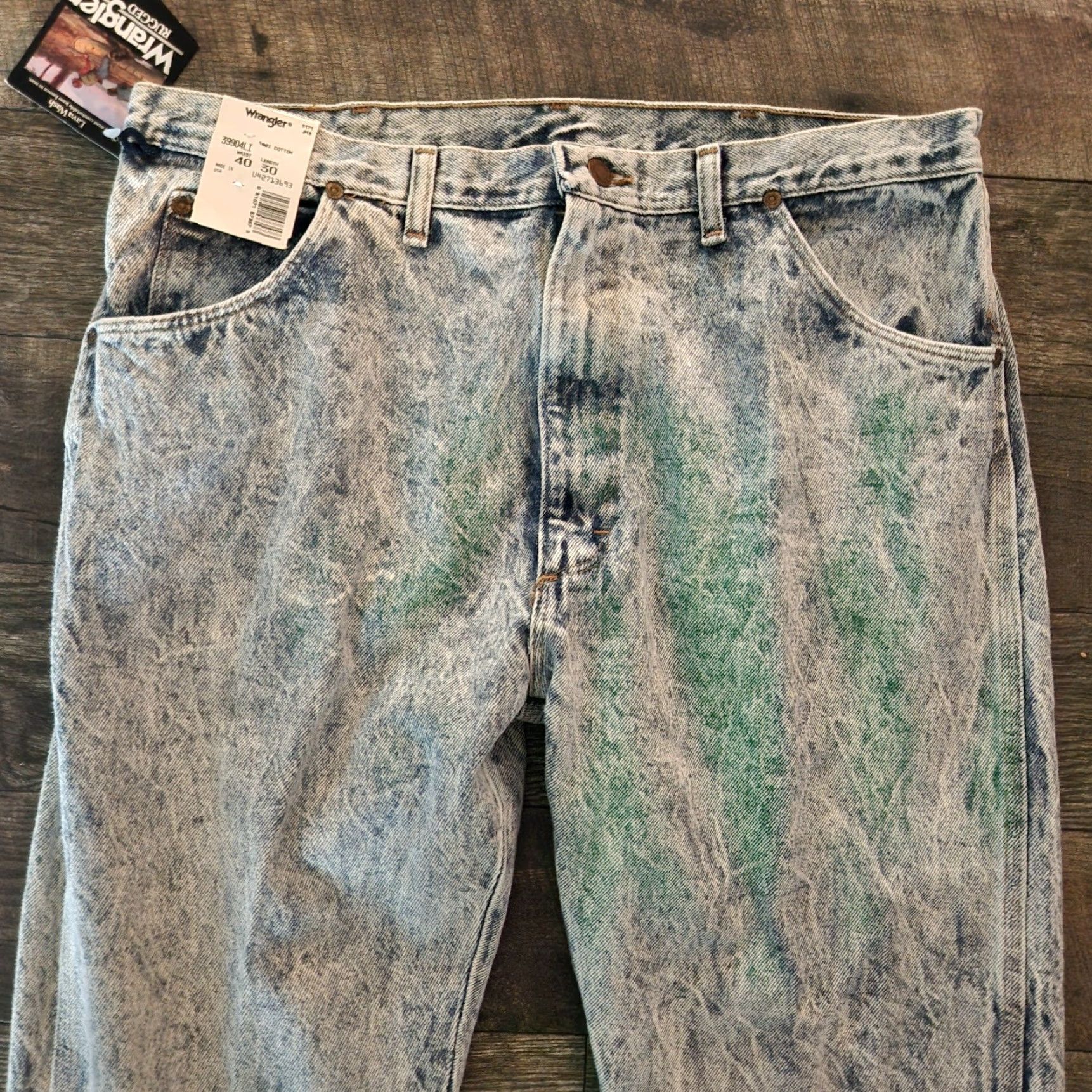 Wrangler VINTAGE Wrangler Jeans Acid Lava Wash 40x30 Made USA 90s NWT Denim Tailored Mens Boys? Size US 40 / EU 56 - 3 Thumbnail