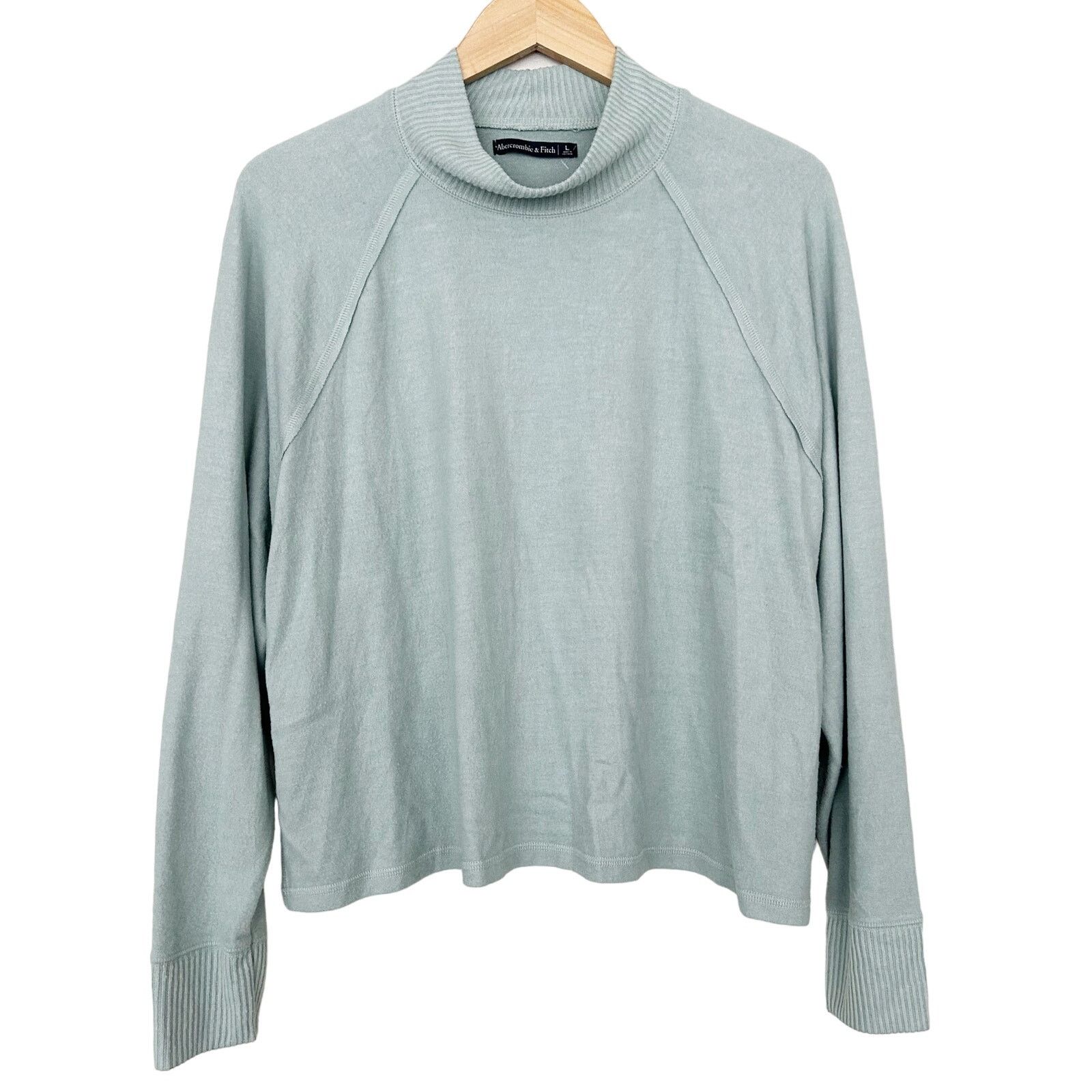 Abercrombie & Fitch Abercrombie & Fitch Green Mock Neck Long Sleeve Shirt Sz L Size L / US 10 / IT 46 - 1 Thumbnail