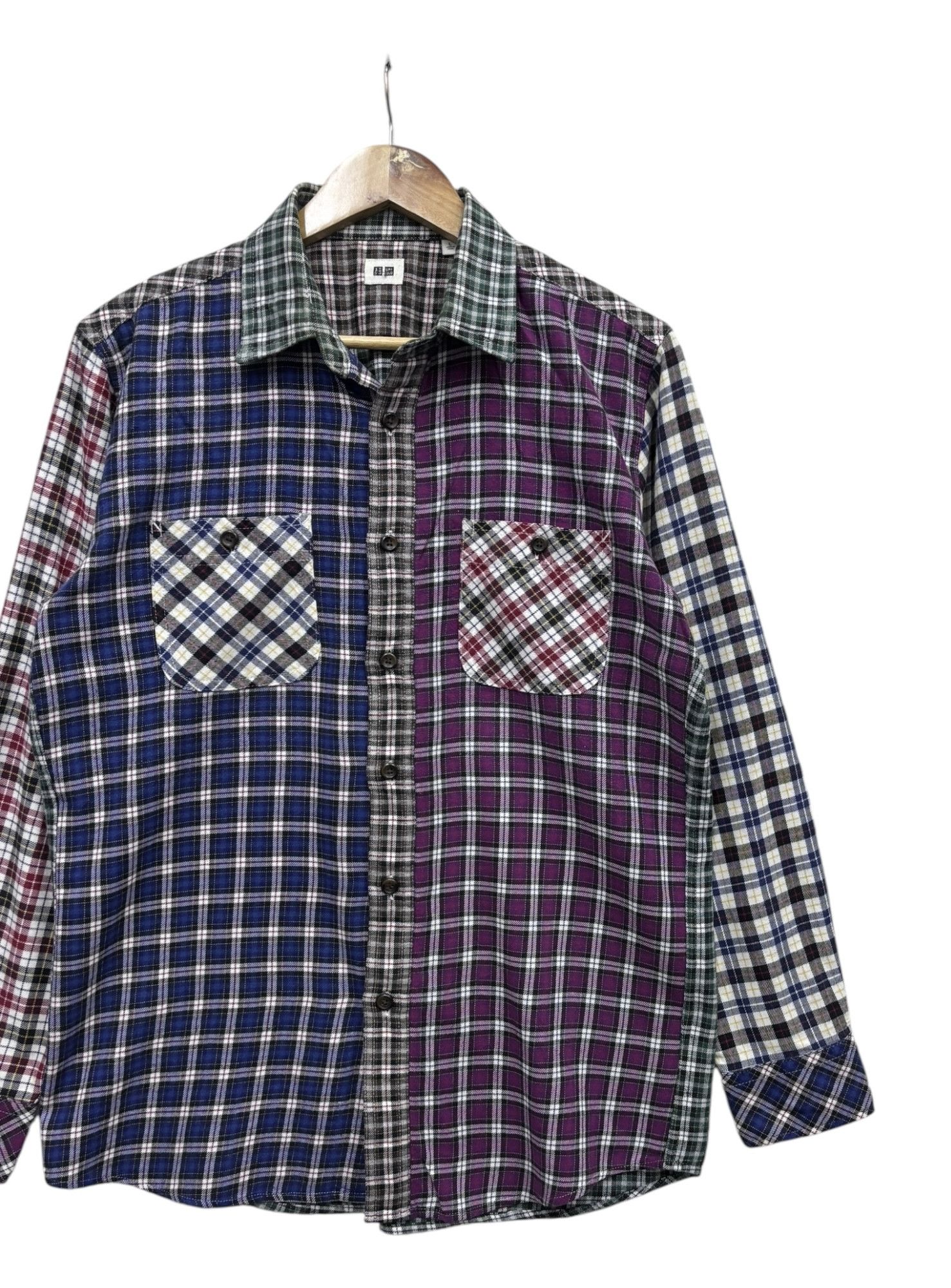 Japanese Brand × Needles × Uniqlo Vintage Flannel Rebuild Style Patcwork Uniqlo Flannel Size US M / EU 48-50 / 2 - 6 Thumbnail