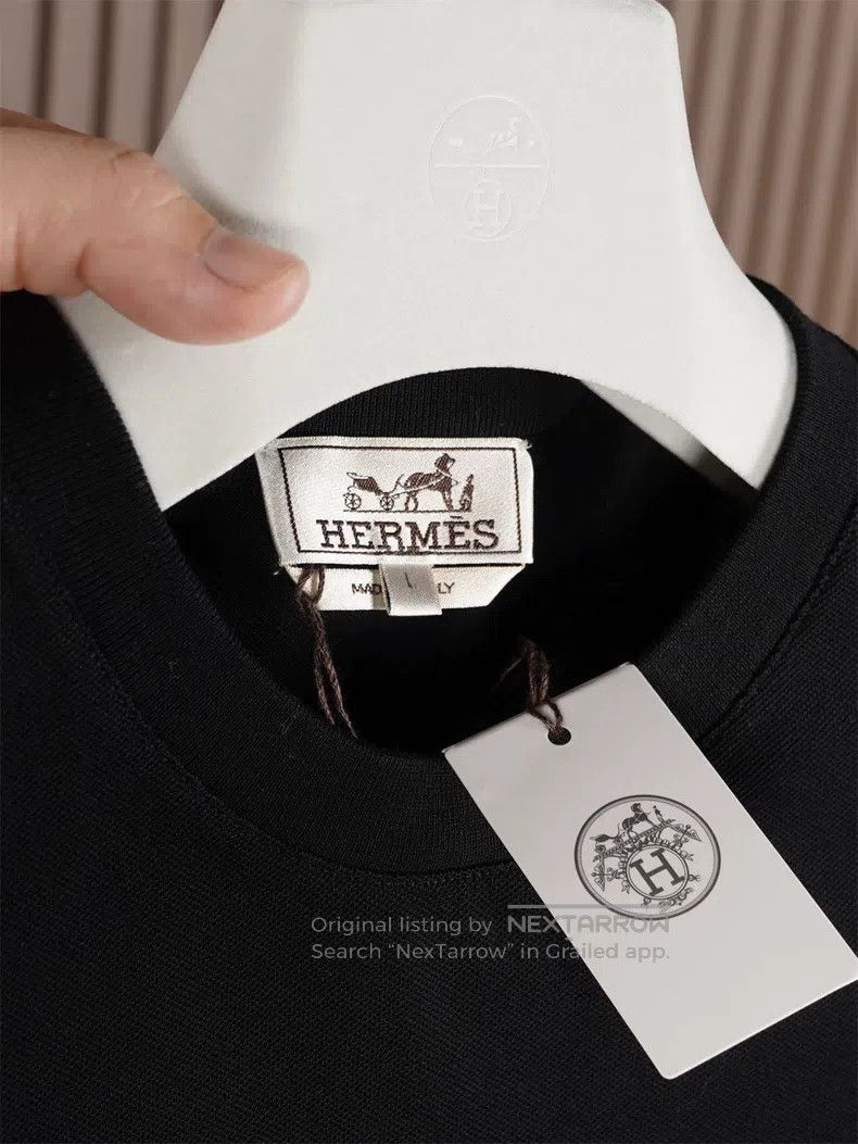 Hermes Hermes Black Pique Cotton Short Sleeve Size US L / EU 52-54 / 3 - 4 Thumbnail