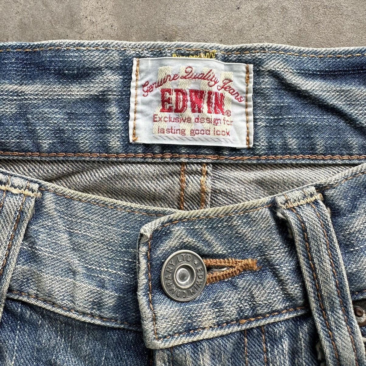 Japanese Brand Vintage 💥 Edwin Patchwork Faded Rusty Denim Jean Pant Faded Size US 32 / EU 48 - 6 Thumbnail