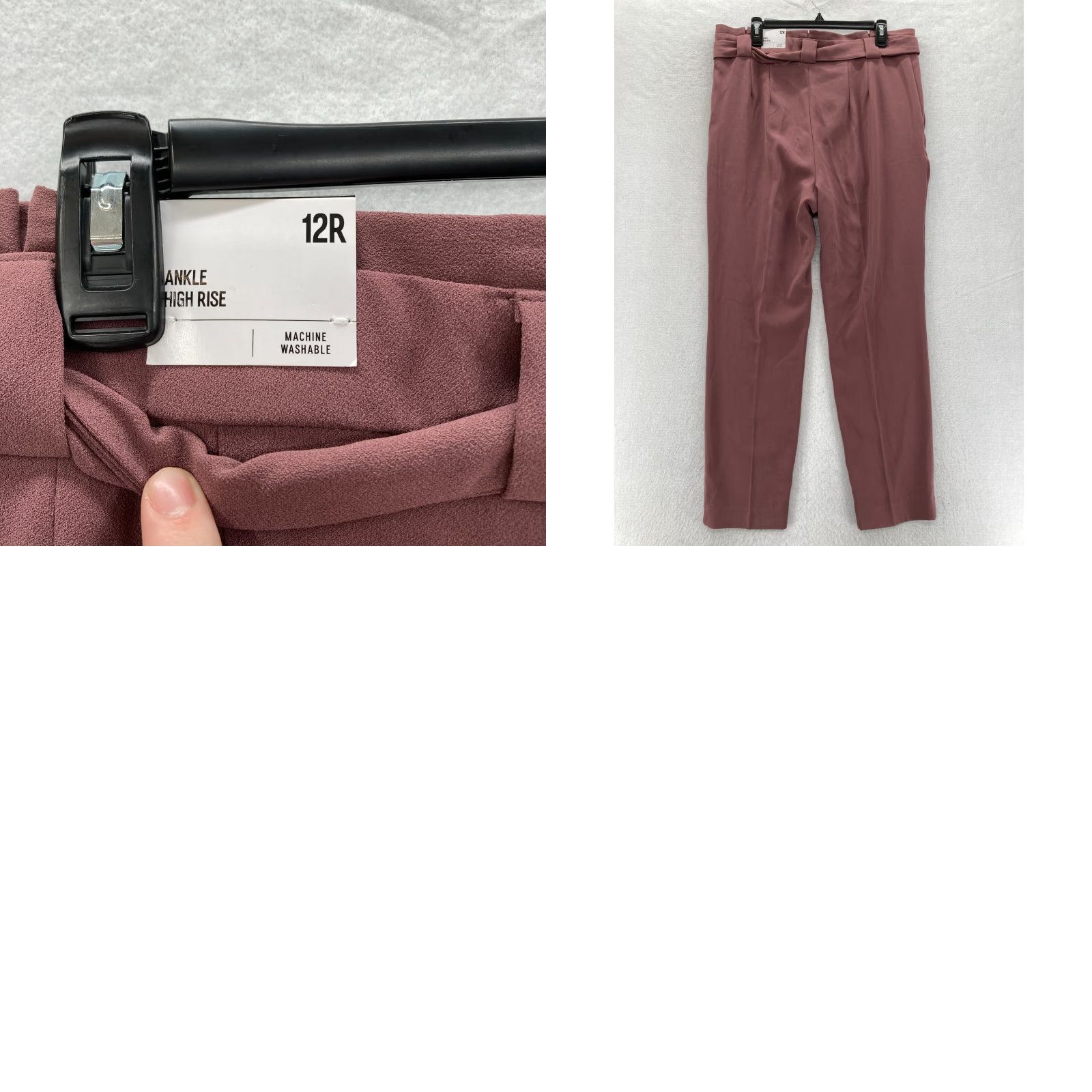 Express EXPRESS Paperbag Pants Women's 12 Red Stretch Fabric High Rise Ankle Tie Waist Size 34" / US 12 / IT 48 - 9 Thumbnail